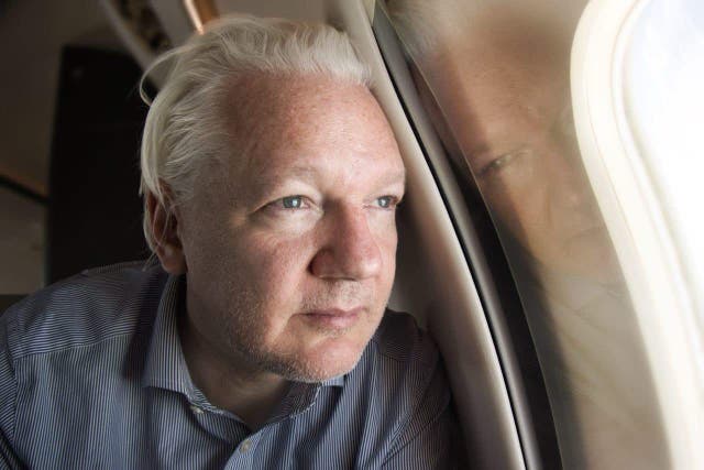 <p>Julian Assange is on his way to freedom (Screengrab/WikiLeaks/PA)</p>