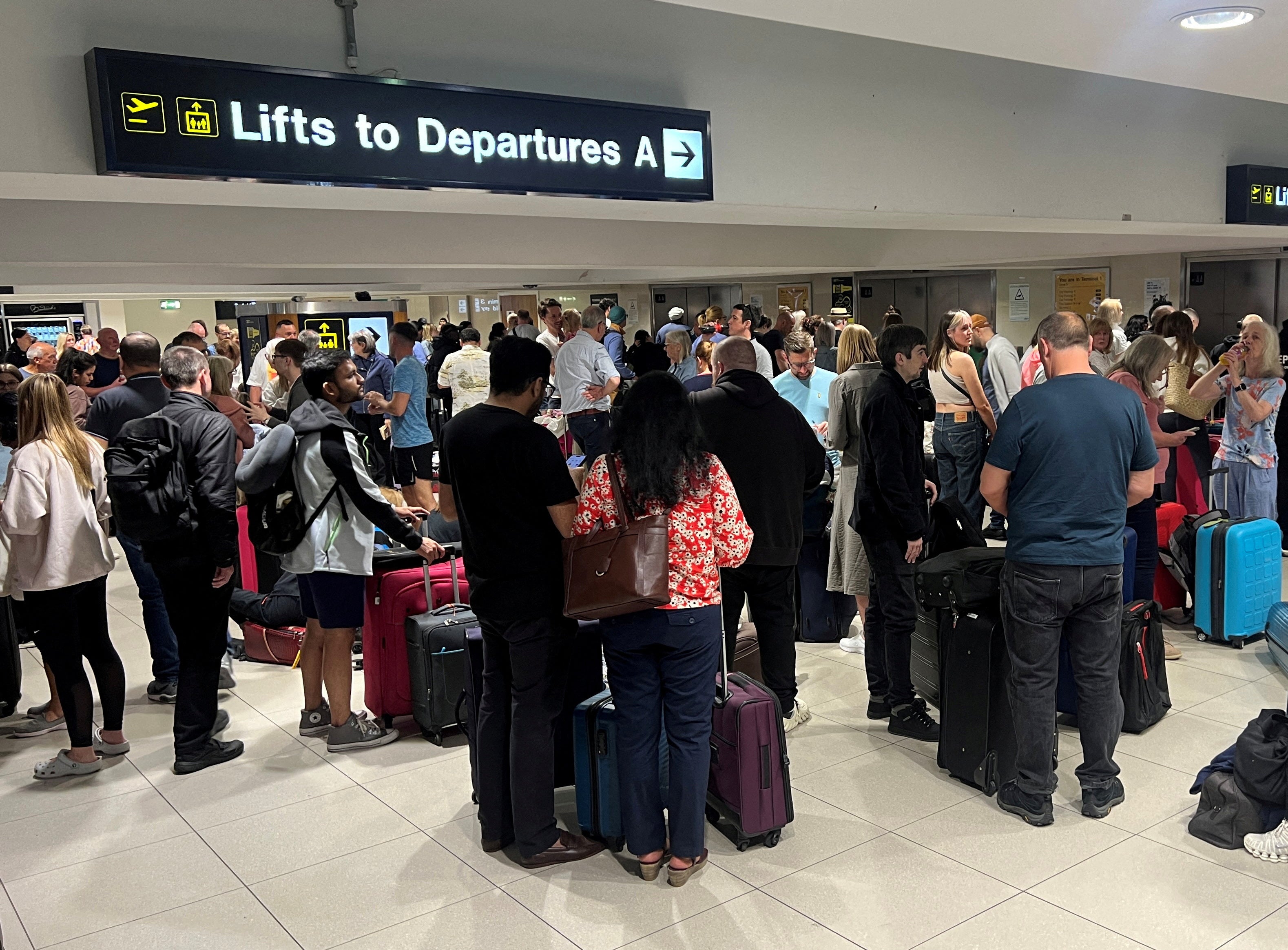 A power surge caused disruption to dozens for flights from Manchester airport on Sunday