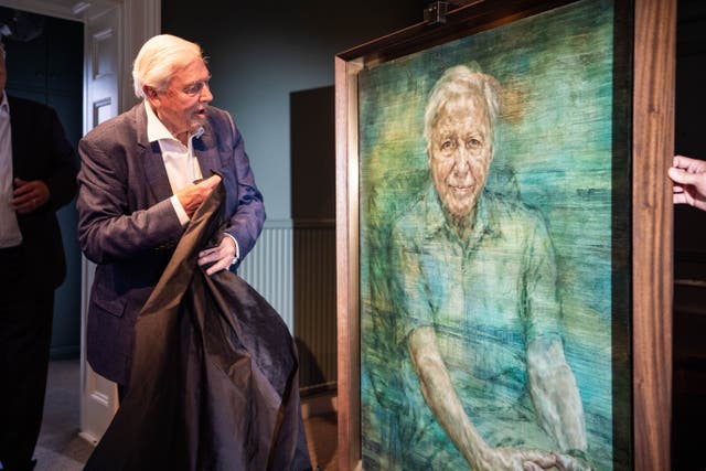 Sir David Attenborough during the unveiling of a portrait of the broadcaster and conservationist painted by Jonathan Yeo, at a private ceremony at the Royal Society in London (James Manning/PA)