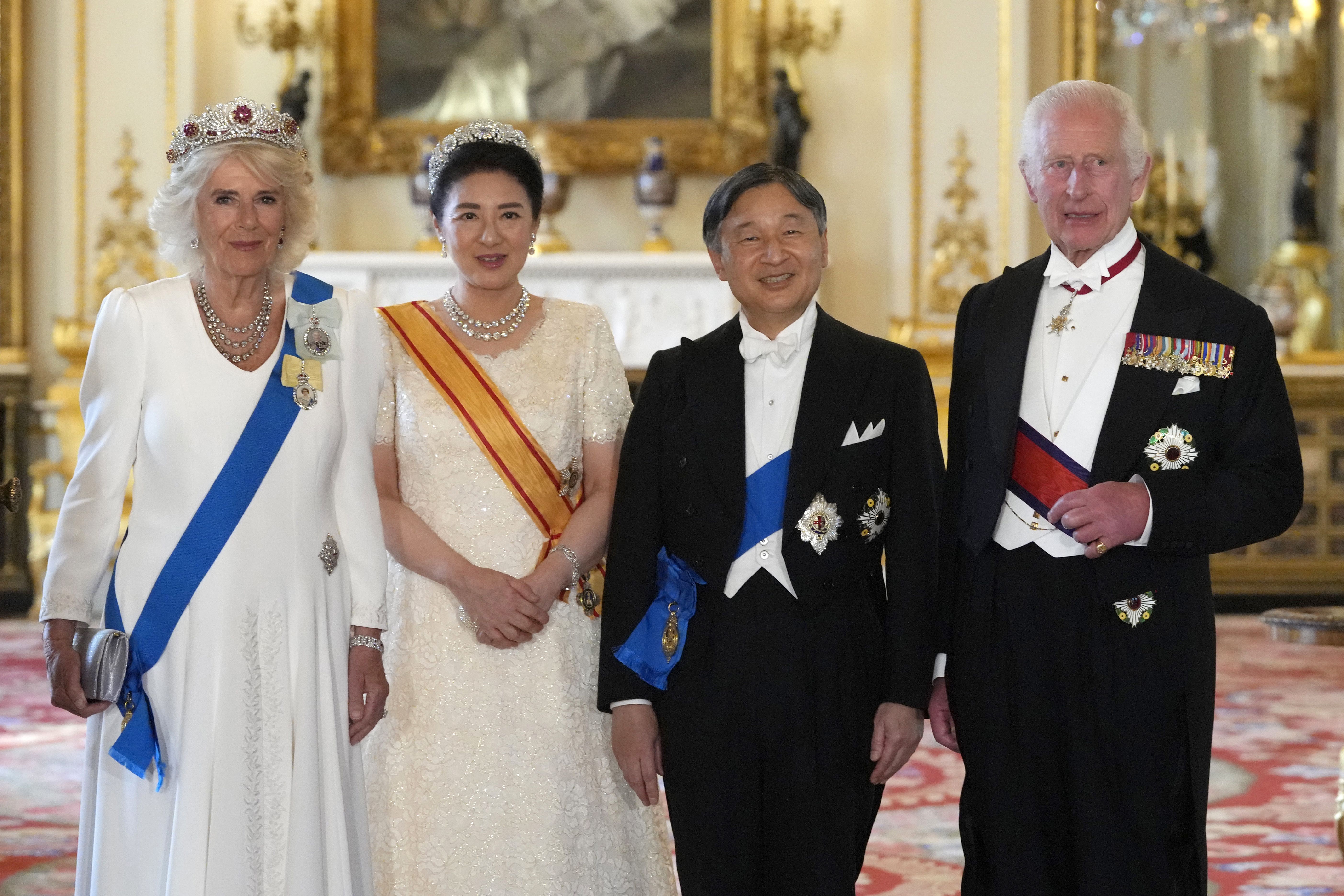 royal family, king charles iii, japan, buckingham palace, behind-the-scenes look at buckingham palace’s state banquet with gold cutlery and vibrant flowers