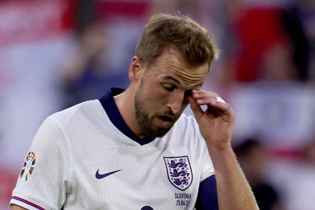 <p>Harry Kane endured a frustrating night with England unable to force many chances in Cologne </p>