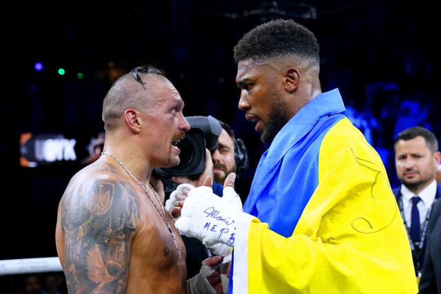 <p>Anthony Joshua lost twice to Oleksandr Usyk (left)</p>