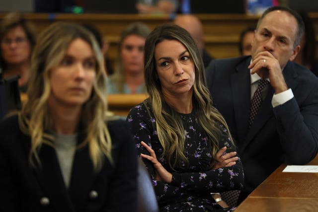 <p>Karen Read listens during closing arguments in her trial at Norfolk Superior Court on Tuesday, June 25, 2024 in Dedham, Mass. Read is accused of killing her boyfriend Boston police Officer John O'Keefe, in 2022. (Nancy Lane/The Boston Herald via AP, Pool)</p>