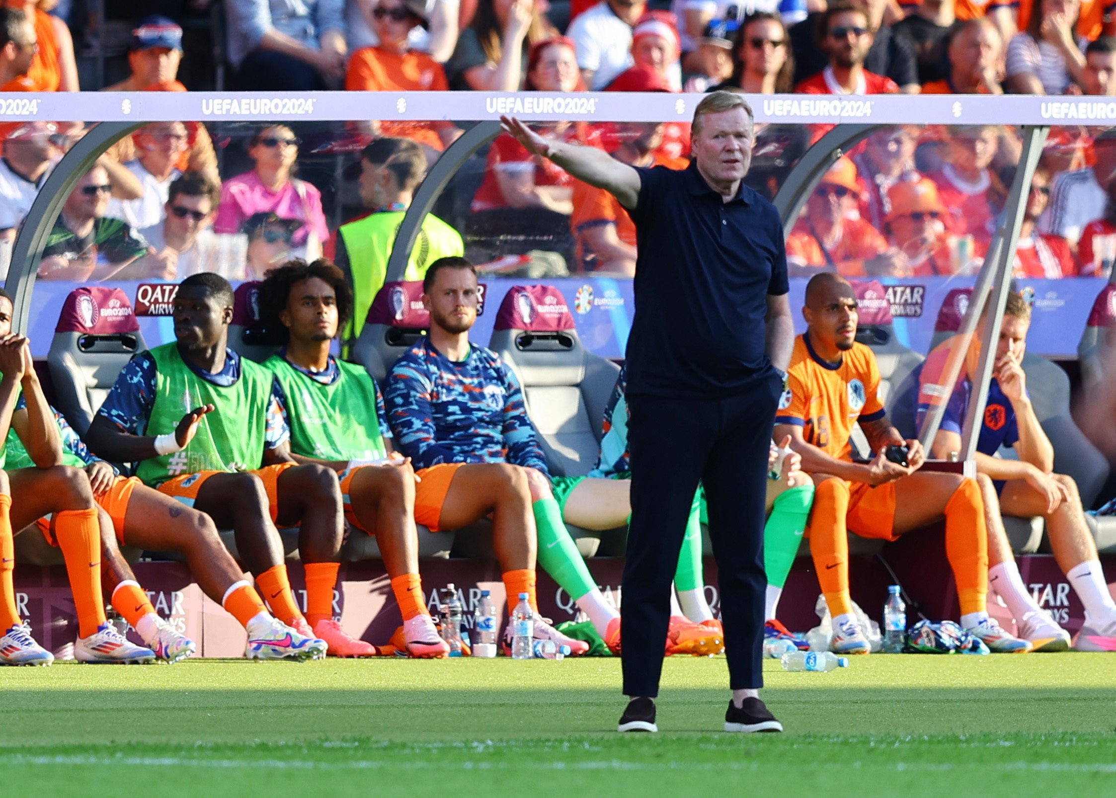 Ronald Koeman directs his Dutch team from the touchline