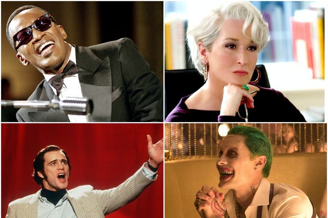 <p>Jamie Foxx in ‘Ray’, Meryl Streep in ‘The Devil Wears Prada’, Jim Carrey in ‘Man on the Moon’ and Jared Leto in ‘Suicide Squad'</p>