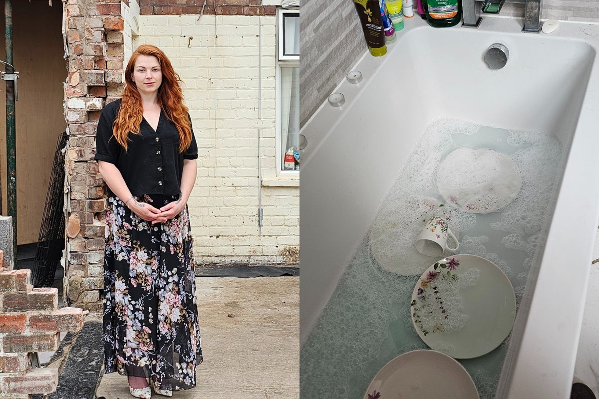 Woman left cleaning dishes in bath after builders disappear during £20K renovation