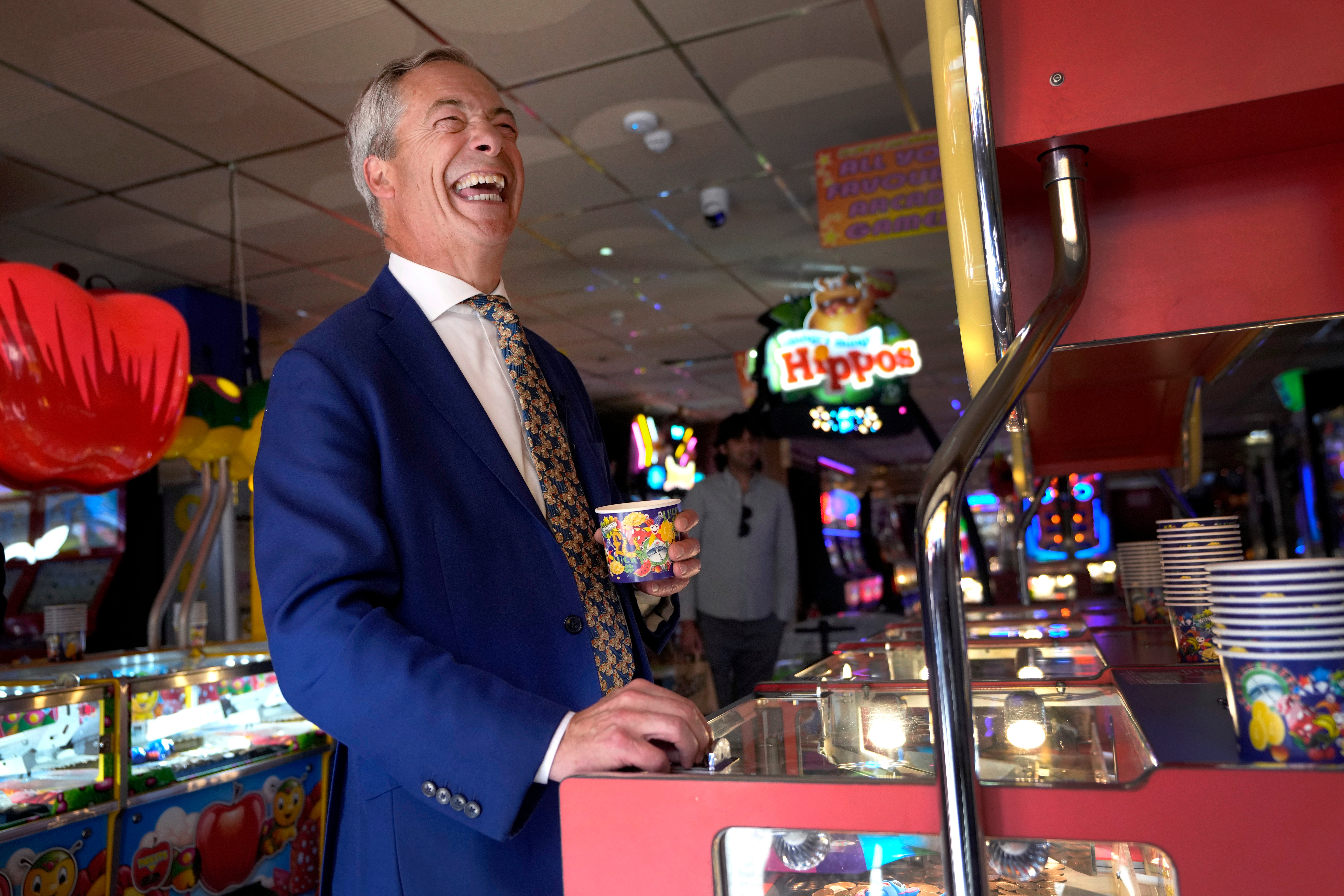 Farage on the amusement arcade in clacton