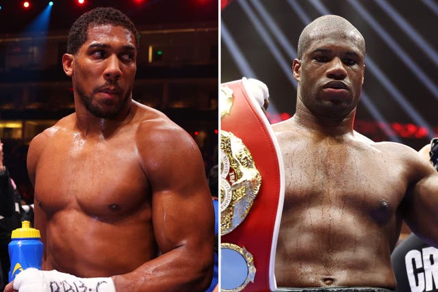 <p>Anthony Joshua (left) and Daniel Dubois will square off in September</p>