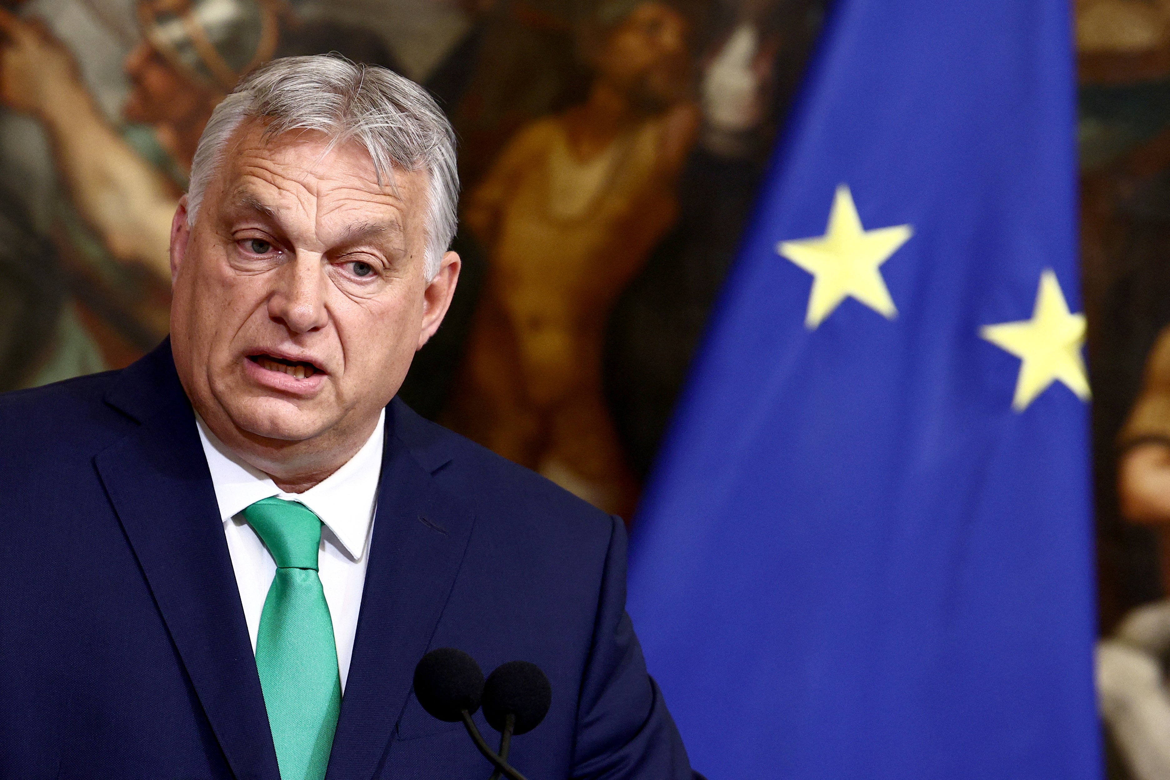 Hungarian Prime Minister Viktor Orban made a statement after a meeting with Italian prime minister Giorgia Meloni at Palazzo Chigi, in Rome, one of its allies in the European Union.