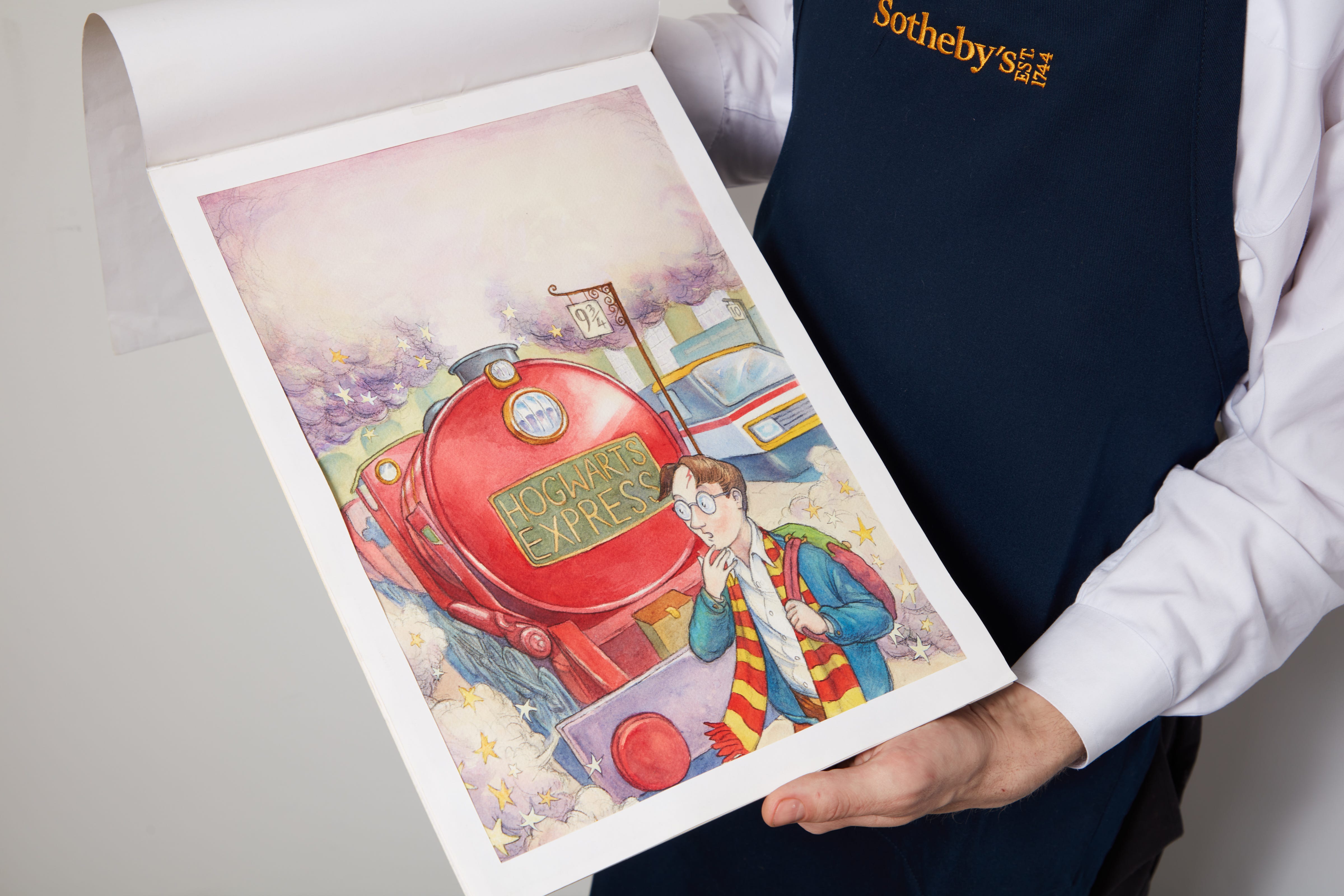 harry potter, jk rowling, sotheby's, harry potter and the philosopher’s stone artwork sells for record £1.5m