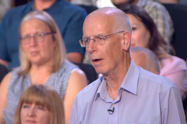 <p>A voter questioning the suitability of both Rishi Sunak and Sir Keir Starmer for the job of prime minister elicited an eruption of applause from last night’s debate audience</p>