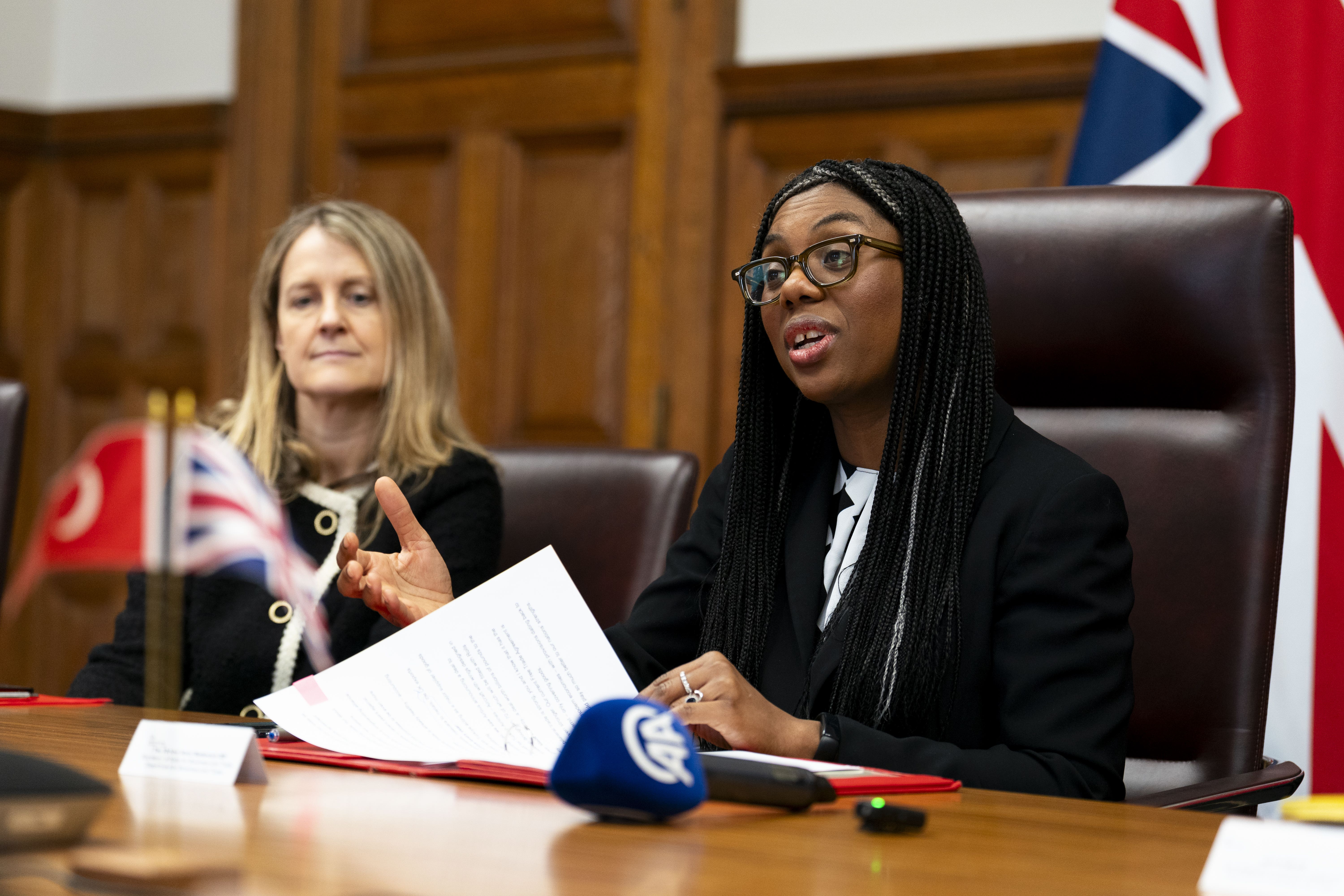 Business Secretary Kemi Badenoch, right, will speak at the British Chambers of Commerce (Jordan Pettitt/PA)