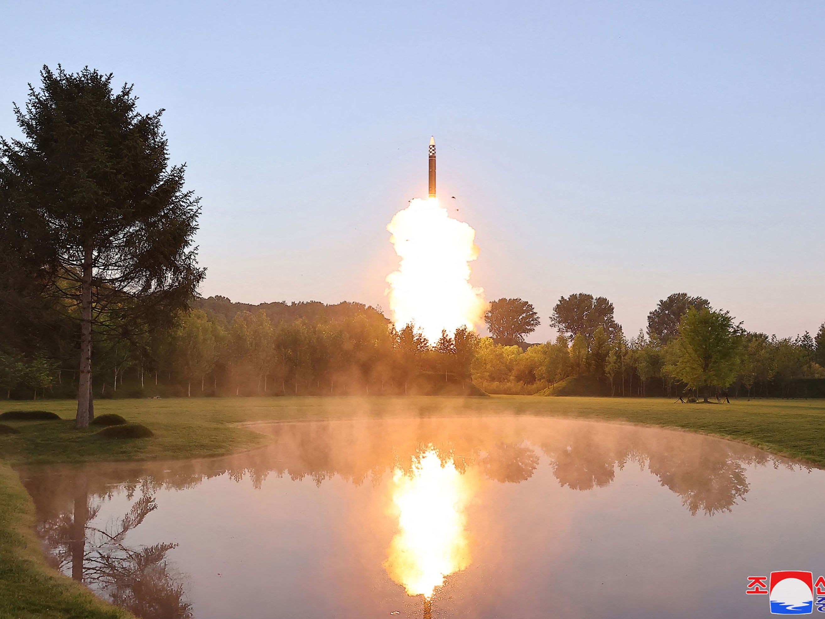 <p>Photo released by the Korean Central News Agency shows test firing of the new missile system</p>