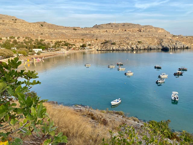 <p>Distant dream: Lindos Bay in Rhodes</p>
