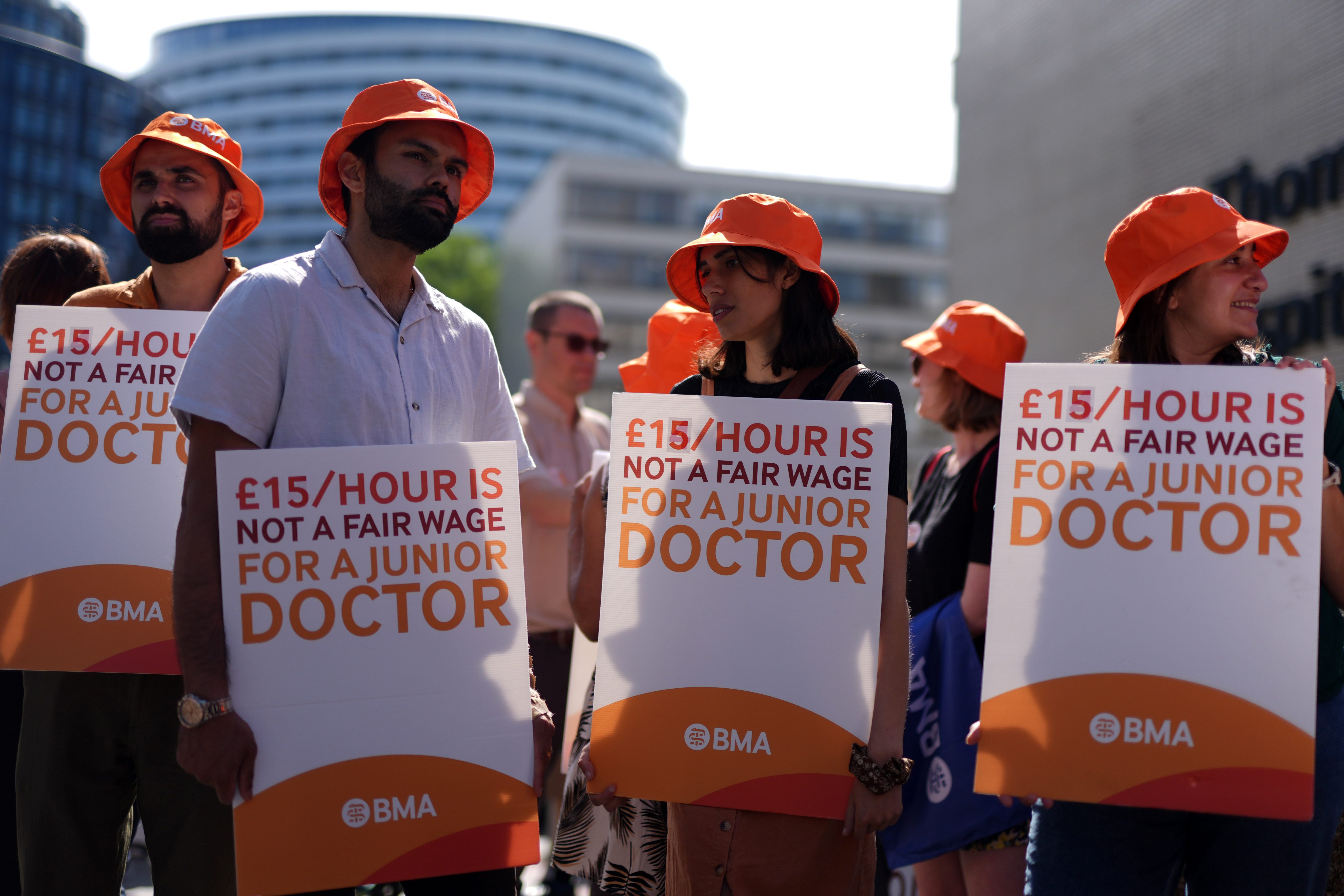 Junior doctors have started a five-day walkout across England (Jordan Pettitt/PA)