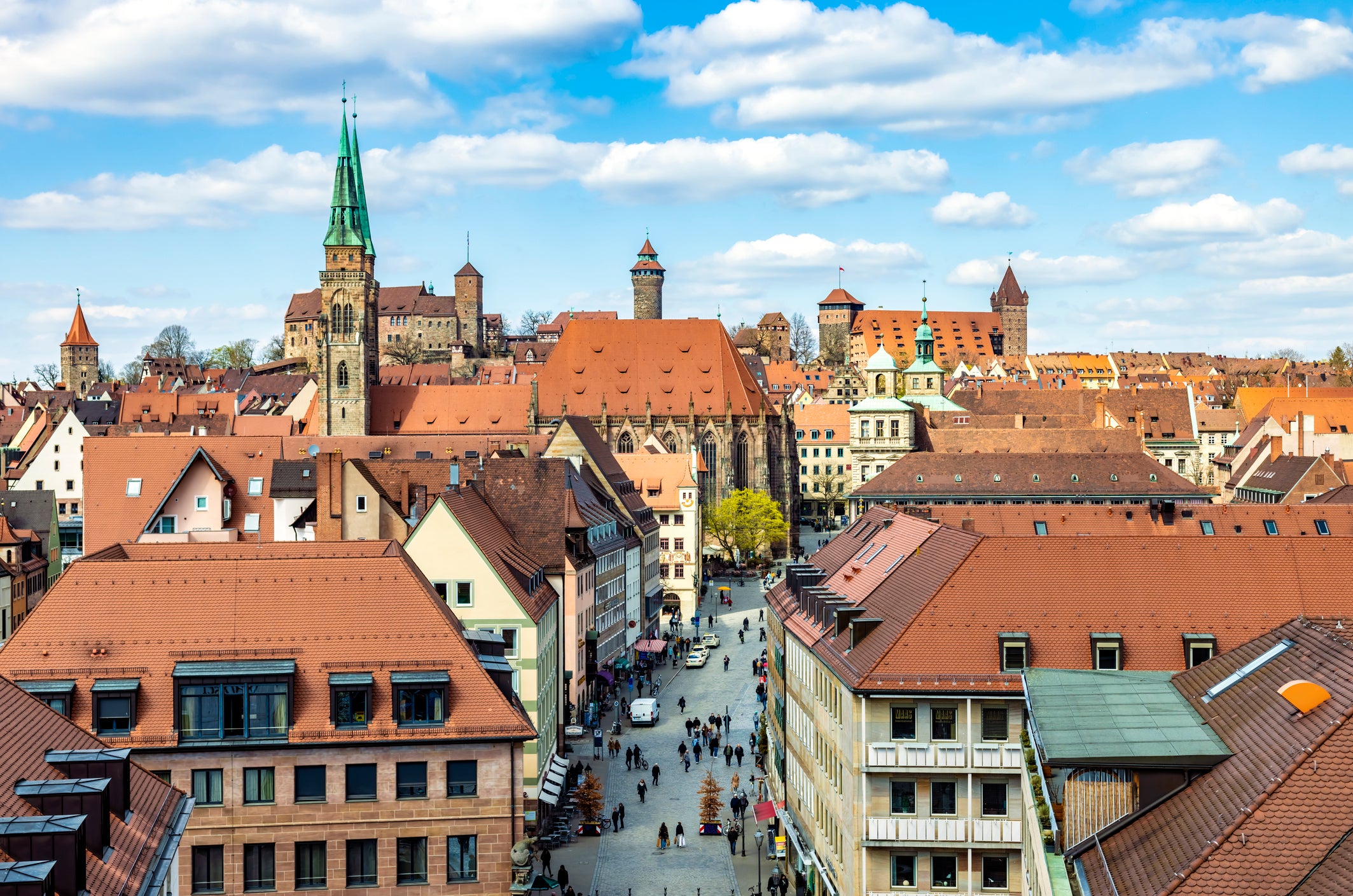 The old town in Nuremberg displays a distinctive Bavarian charm