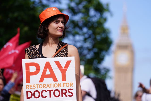 Junior doctors in England have begun a five-day walkout (Jordan Pettitt/PA)