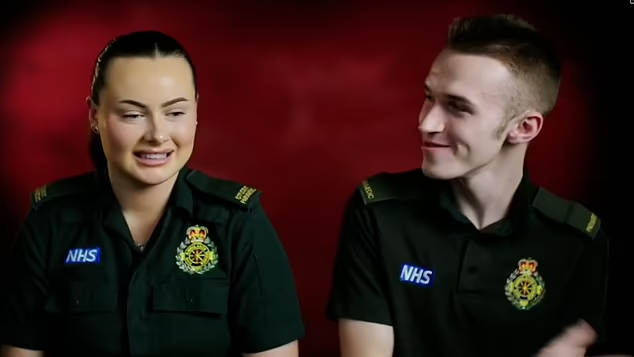 Mr Duffield (right) pictured with student paramedic Ellie, who was his crew mate on the programme