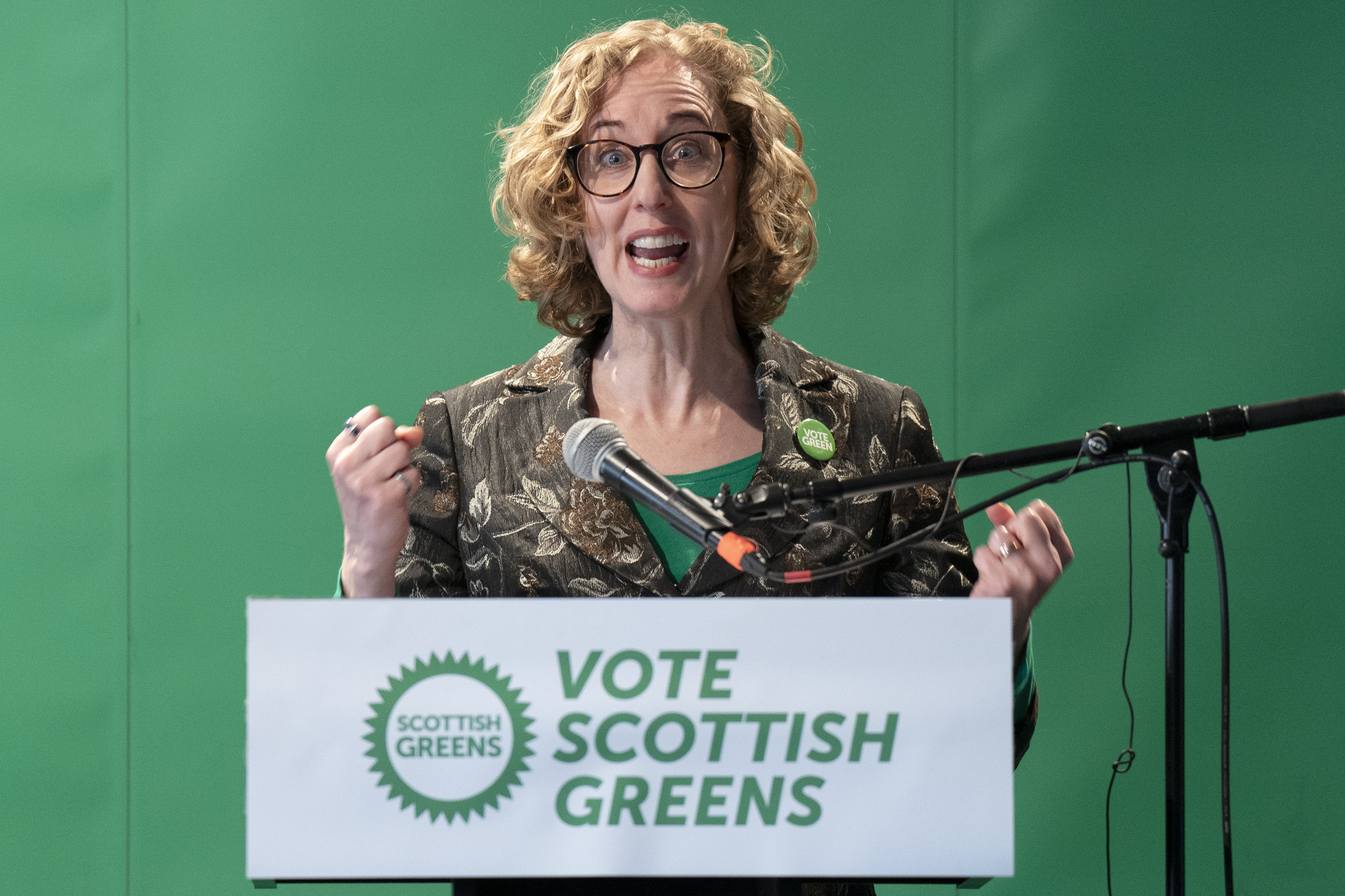 Lorna Slater touted her party’s plans for a £28 billion investment in the green economy (Jane Barlow/PA)