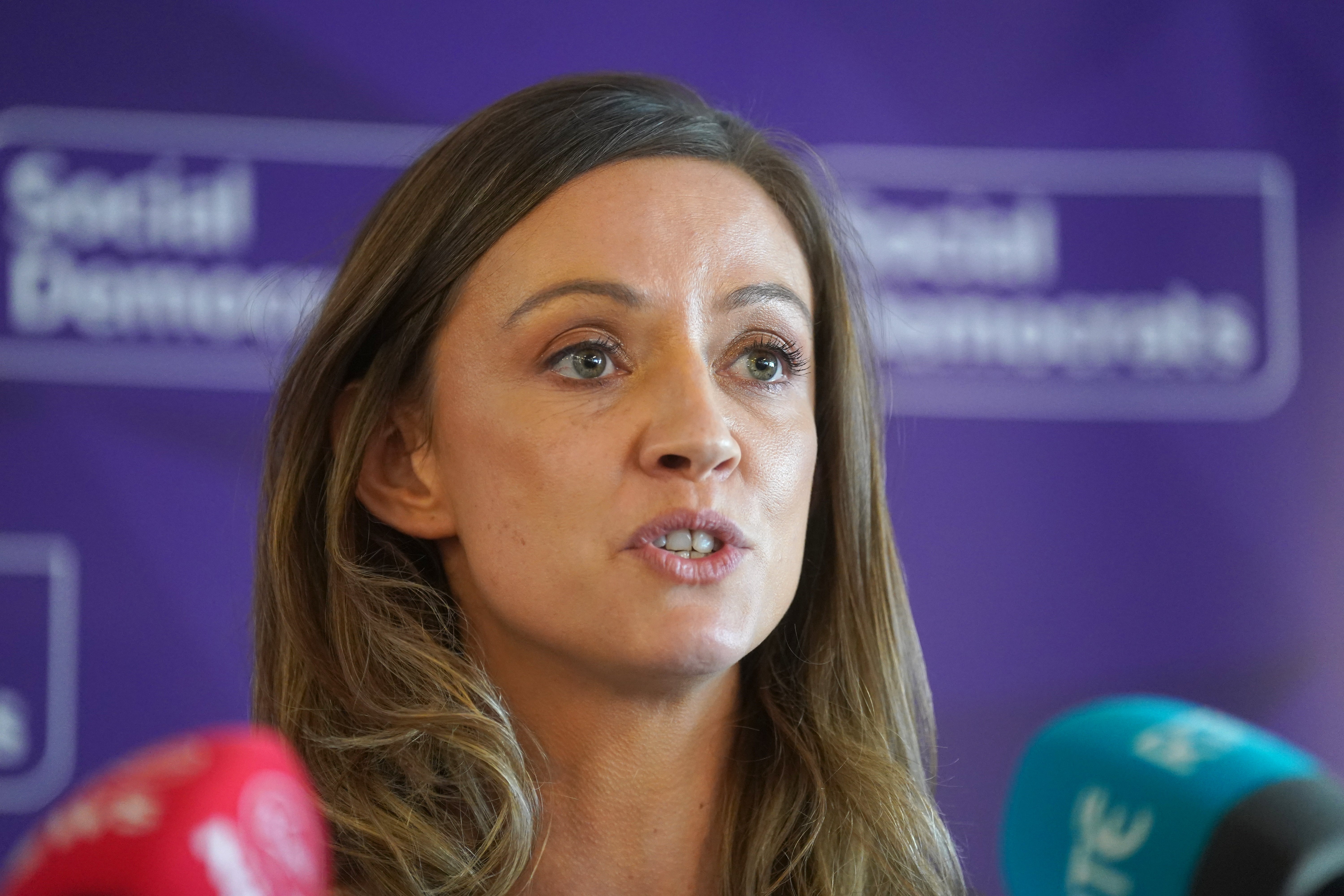 Leader of the Social Democrats Holly Cairns said women were fed up of hearing ‘platitudes’ from politicians on ending violence against women (Brian Lawless/PA)