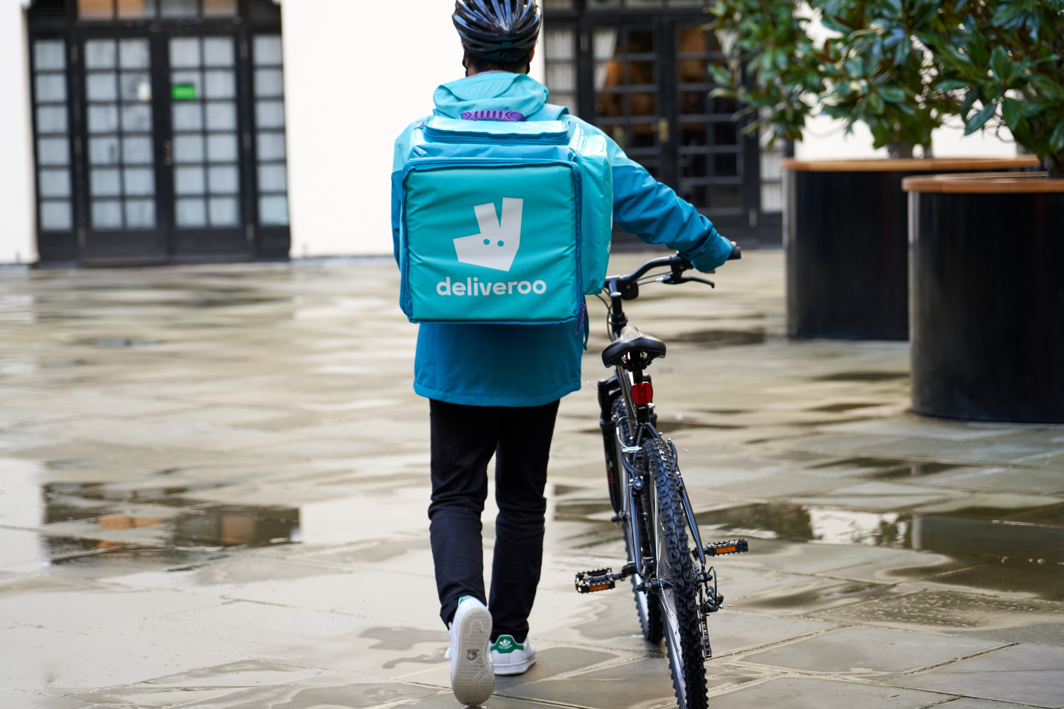 Deliveroo shares were higher due to reports of takeover interest (Deliveroo/PA)