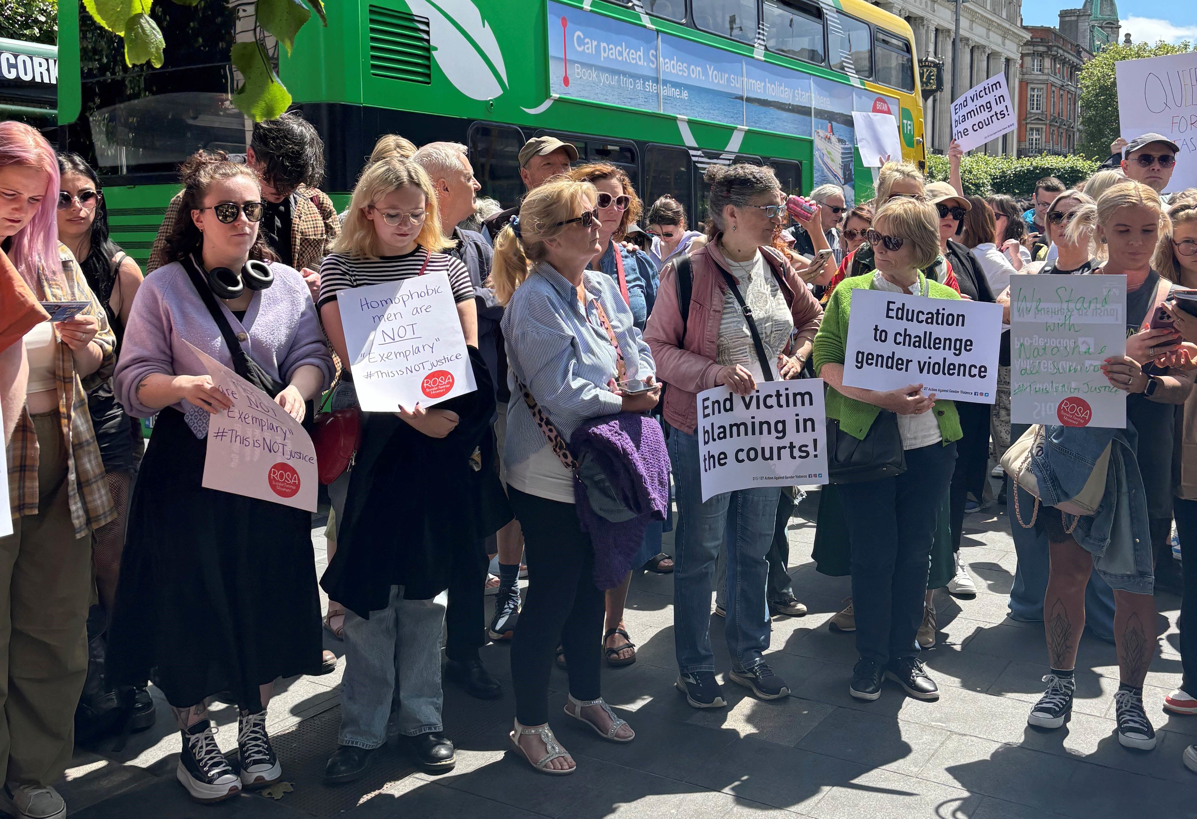 Protesters gather in Dublin in solidarity with Natasha O’Brien (Cate McCurry/PA)