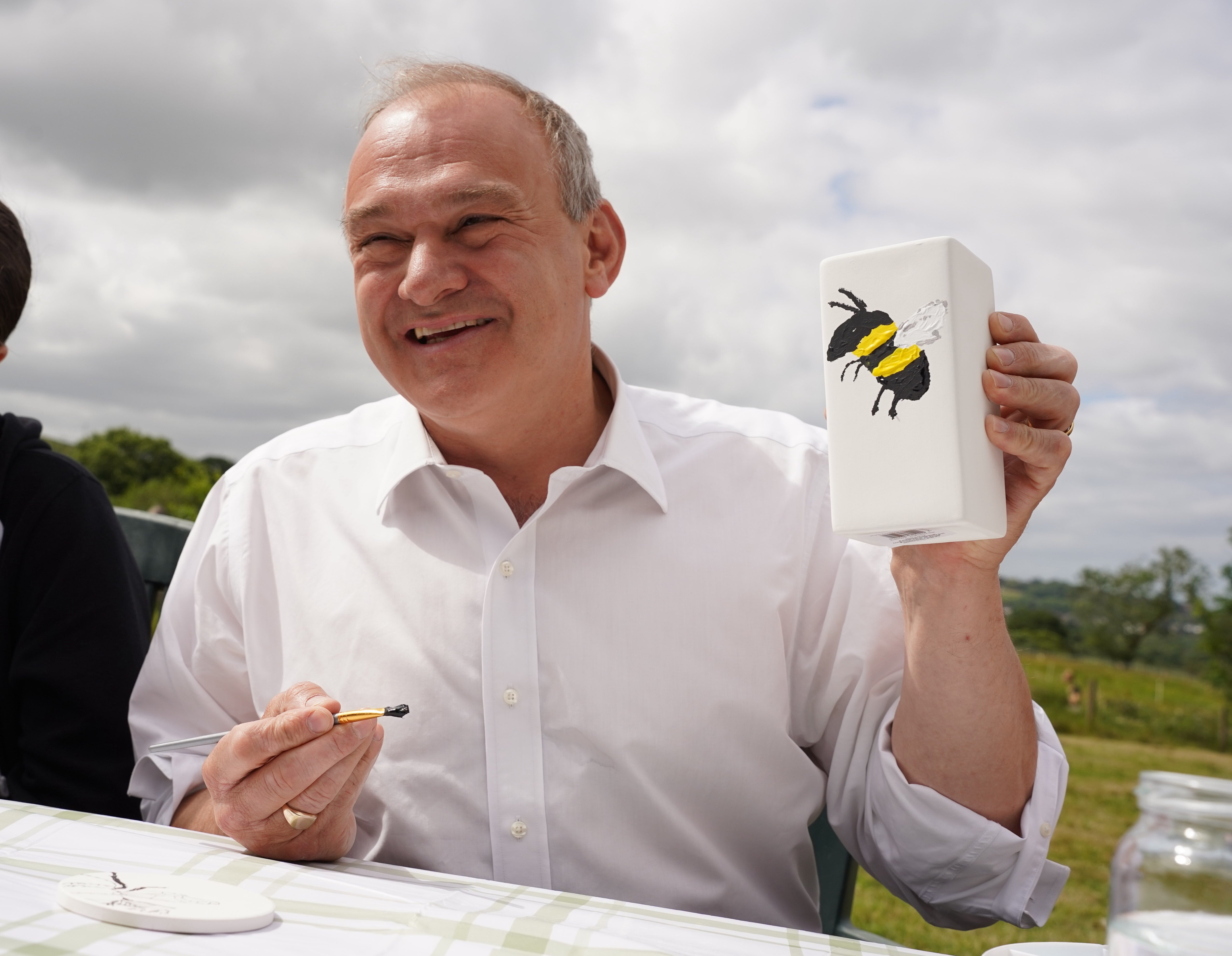 Leader of the Liberal Democrats Ed Davey paints at Vale House as part of general election campaign in Marpley