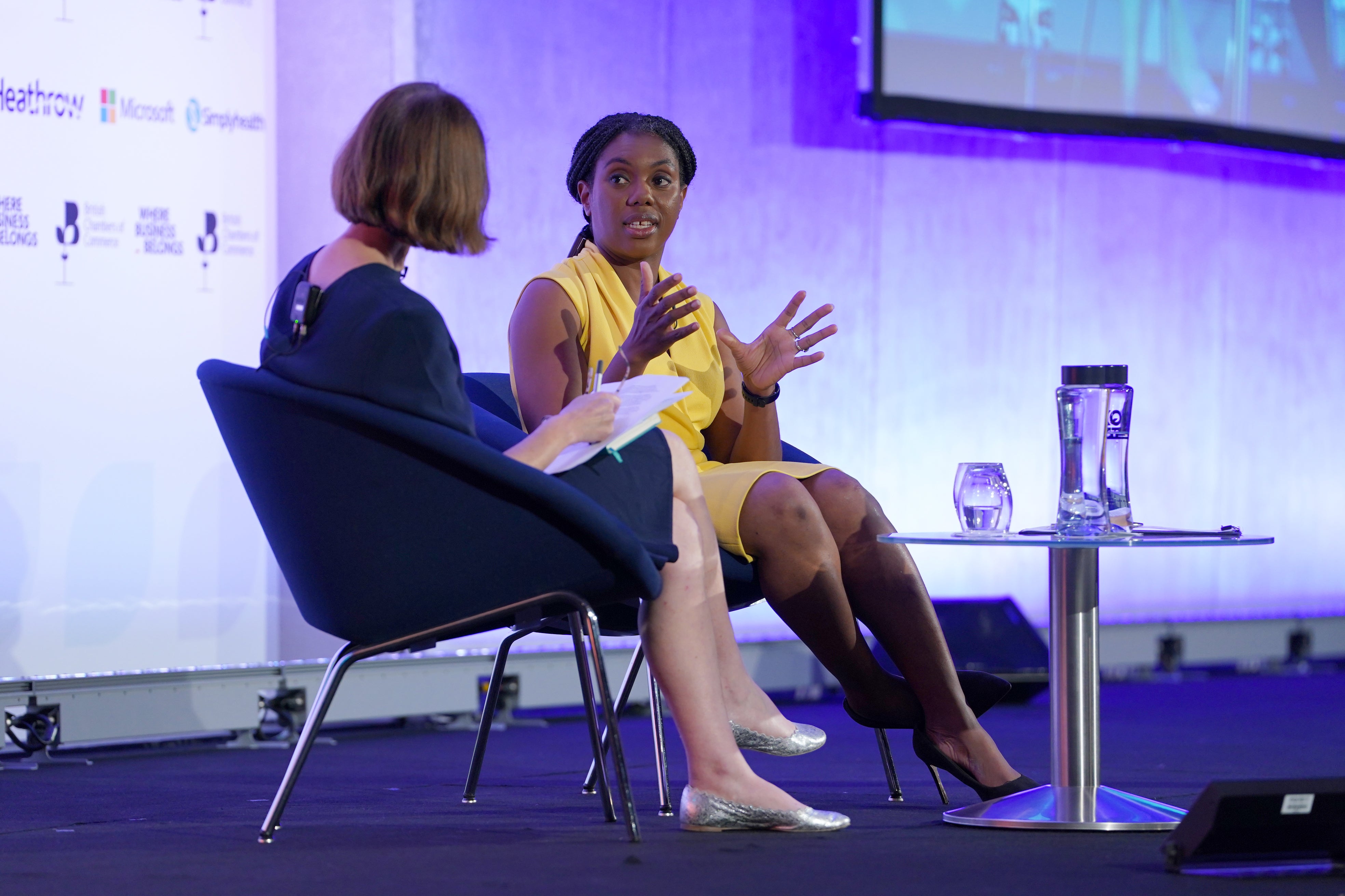 Kemi Badenoch took questions at The British Chambers of Commerce annual conference in Westminster (Lucy North/PA)
