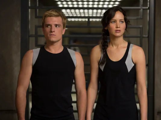 Josh Hutcherson as Peeta Mellark and Jennifer Lawrence as Katniss Everdeen in ‘The Hunger Games: Catching Fire’