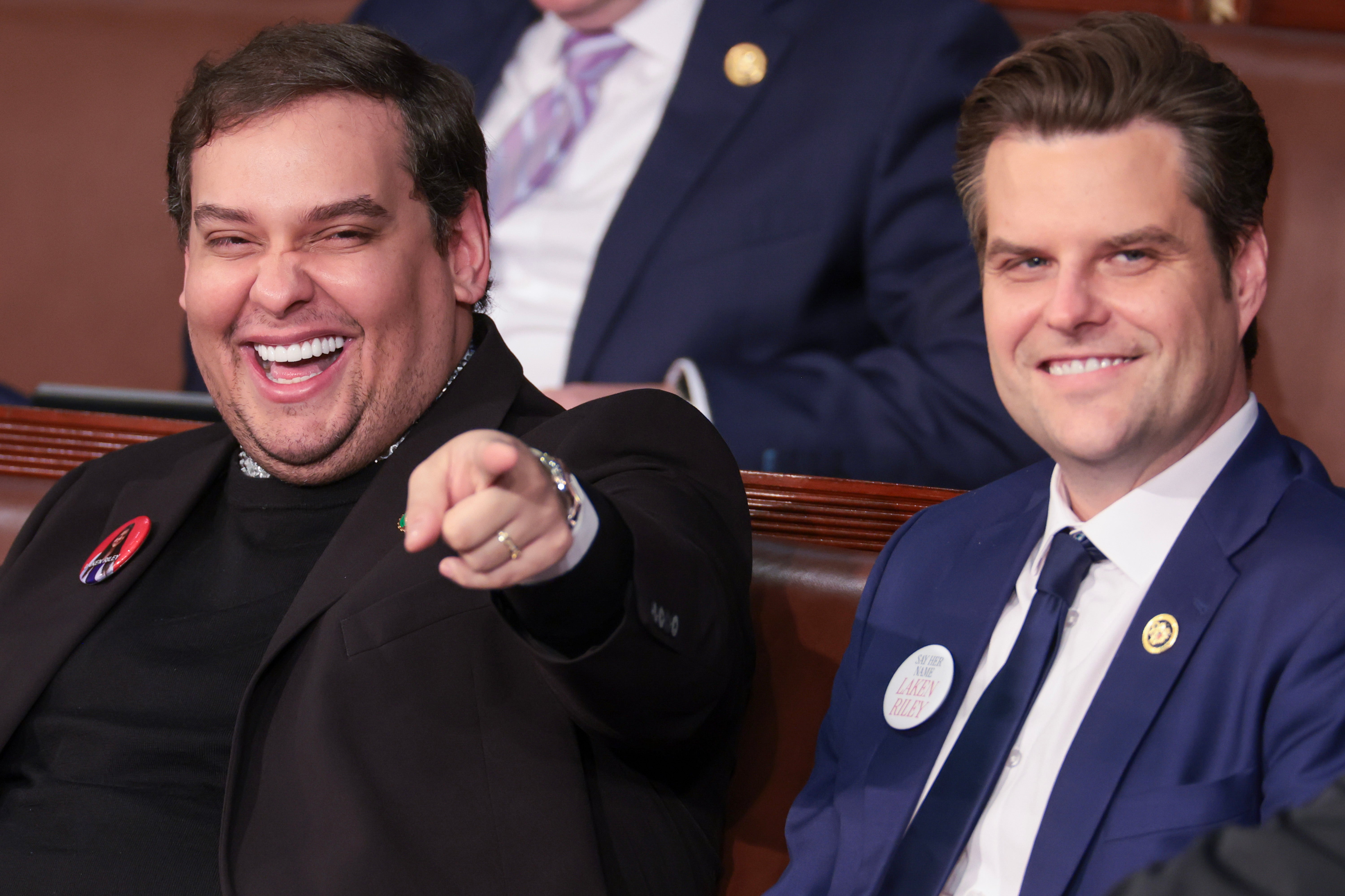 Rep. Matt Gaetz (right) with fallen Republican Rep. George Santos