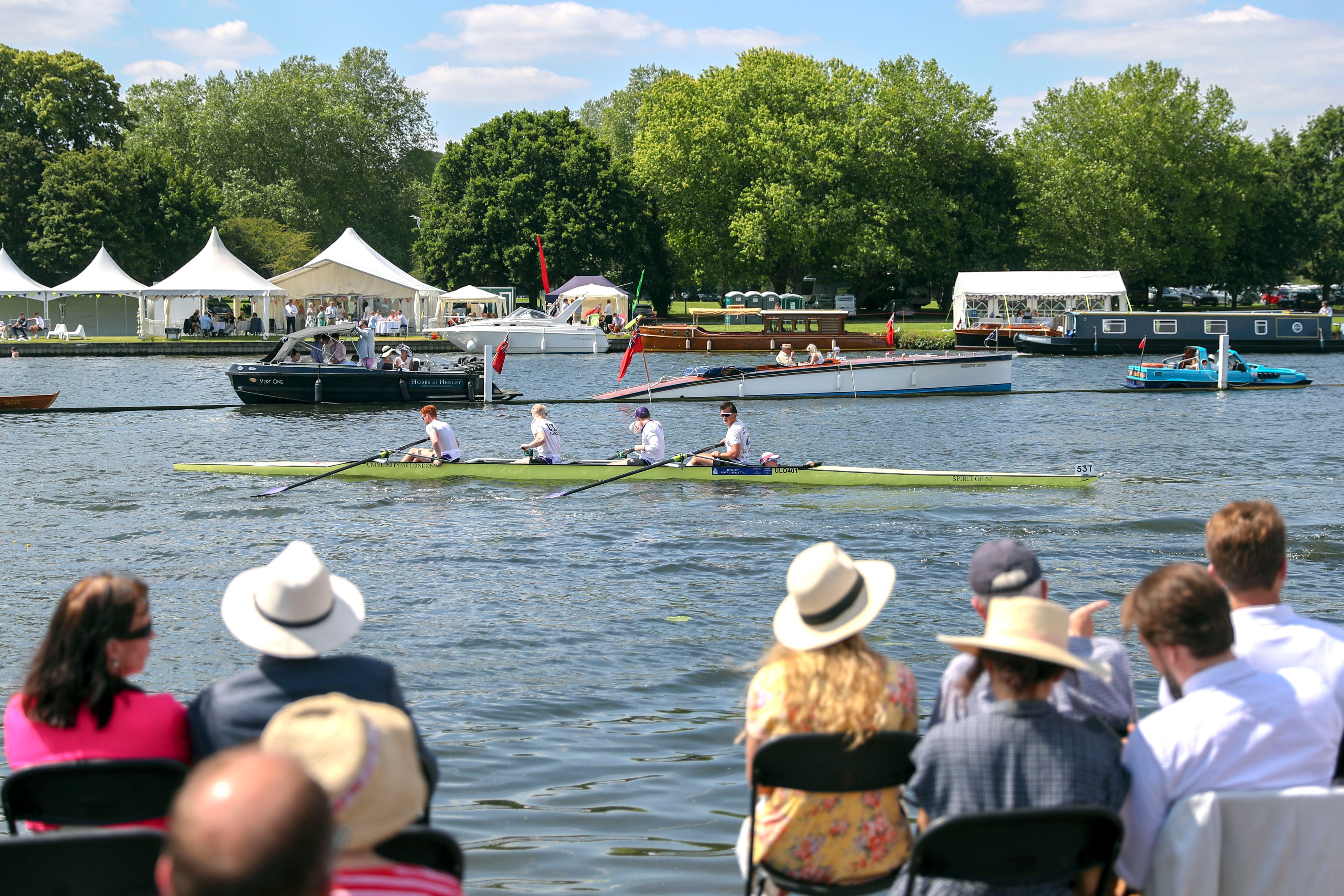 Spectators on the opening day of the 2019 Henley Royal Regatta alongside the river Thames (File photo/Steve Parsons/PA)