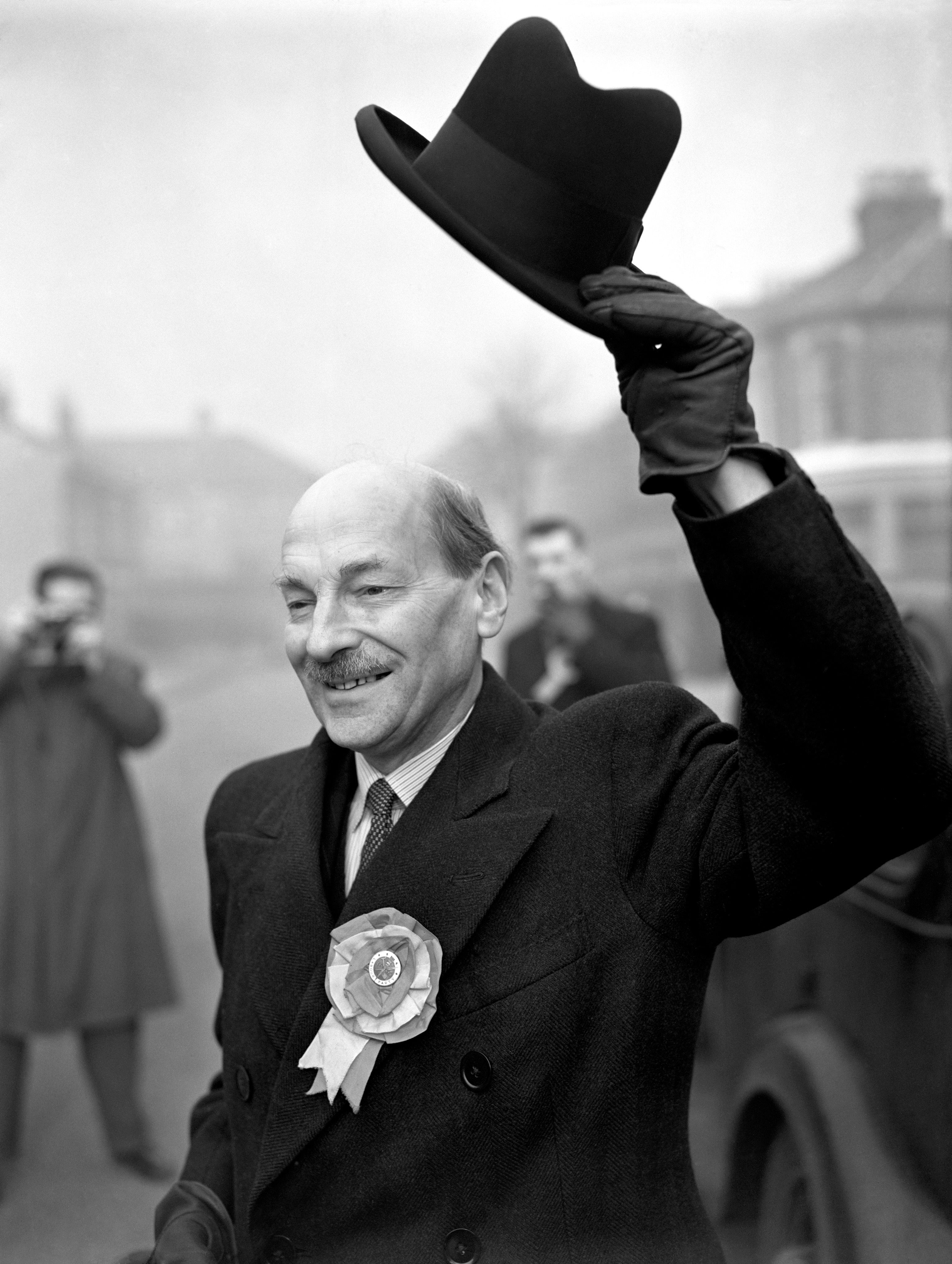 Clement Attlee campaigning in his Walthamstow West constituency on the eve of the 1950 general election (PA)