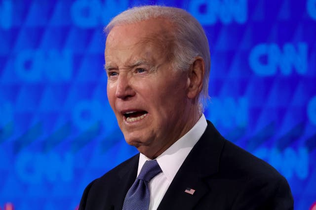 <p>President Joe Biden appears at the June 27 presidential debate in Atlanta. He claimed that Border Patrol endorsed him  - they immediately tweeted to the contrary </p>