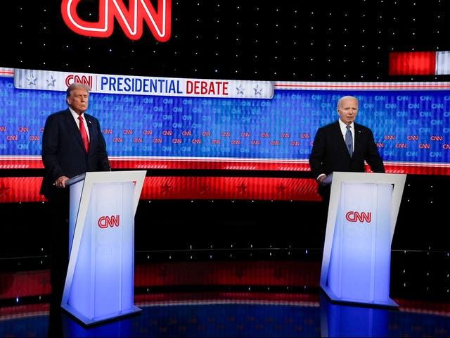 <p>Donald Trump (left) and Joe Biden (right) pictured at the first presidential debate of 2024. Biden’s performance was defined by his weak appearance and rambling thoughts, while Trump dodged questions and spread misinformation </p>