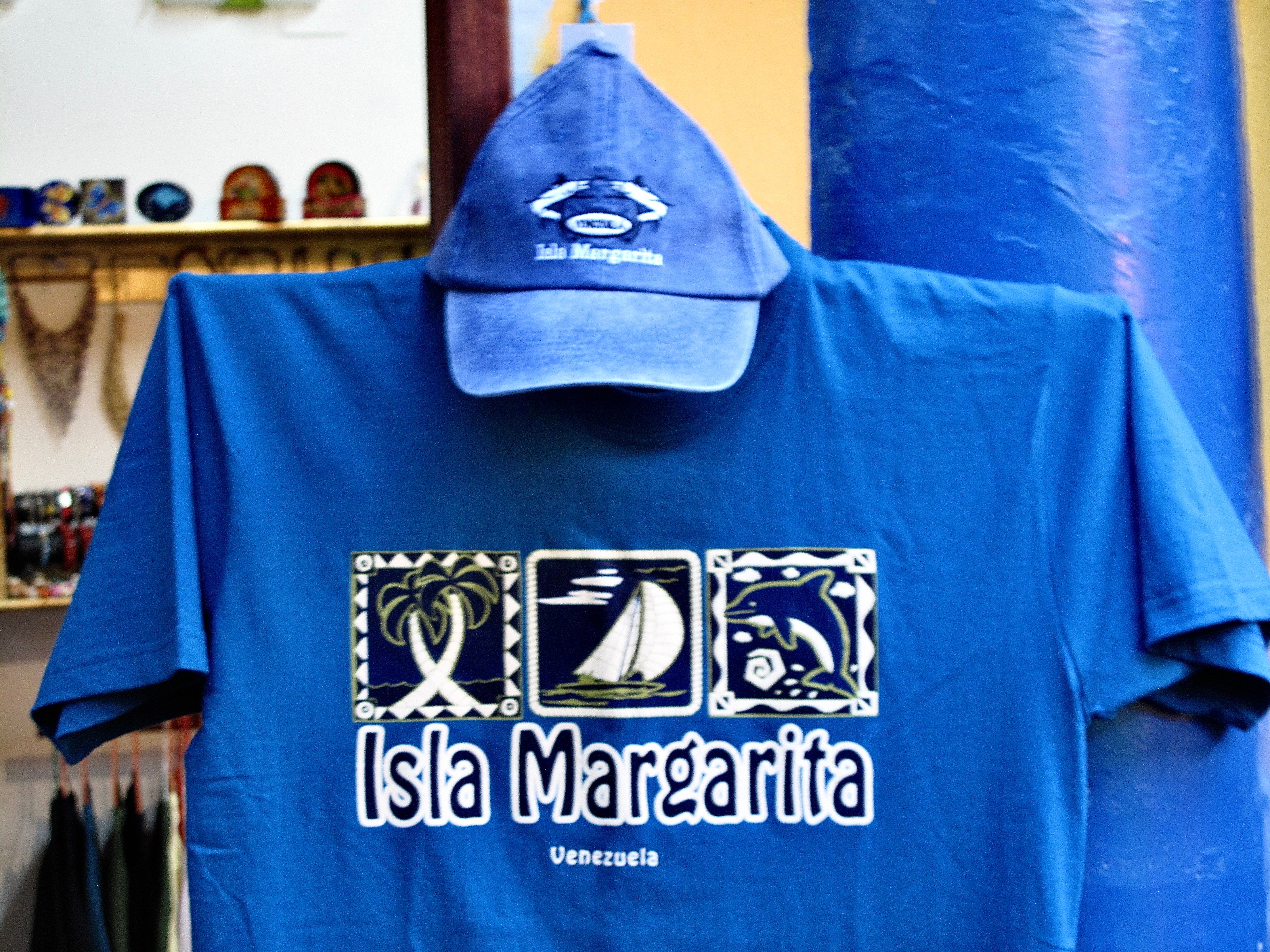 Blue skies? T shirt on sale on Margarita Island, one of the key tourist destinations in Venezuela