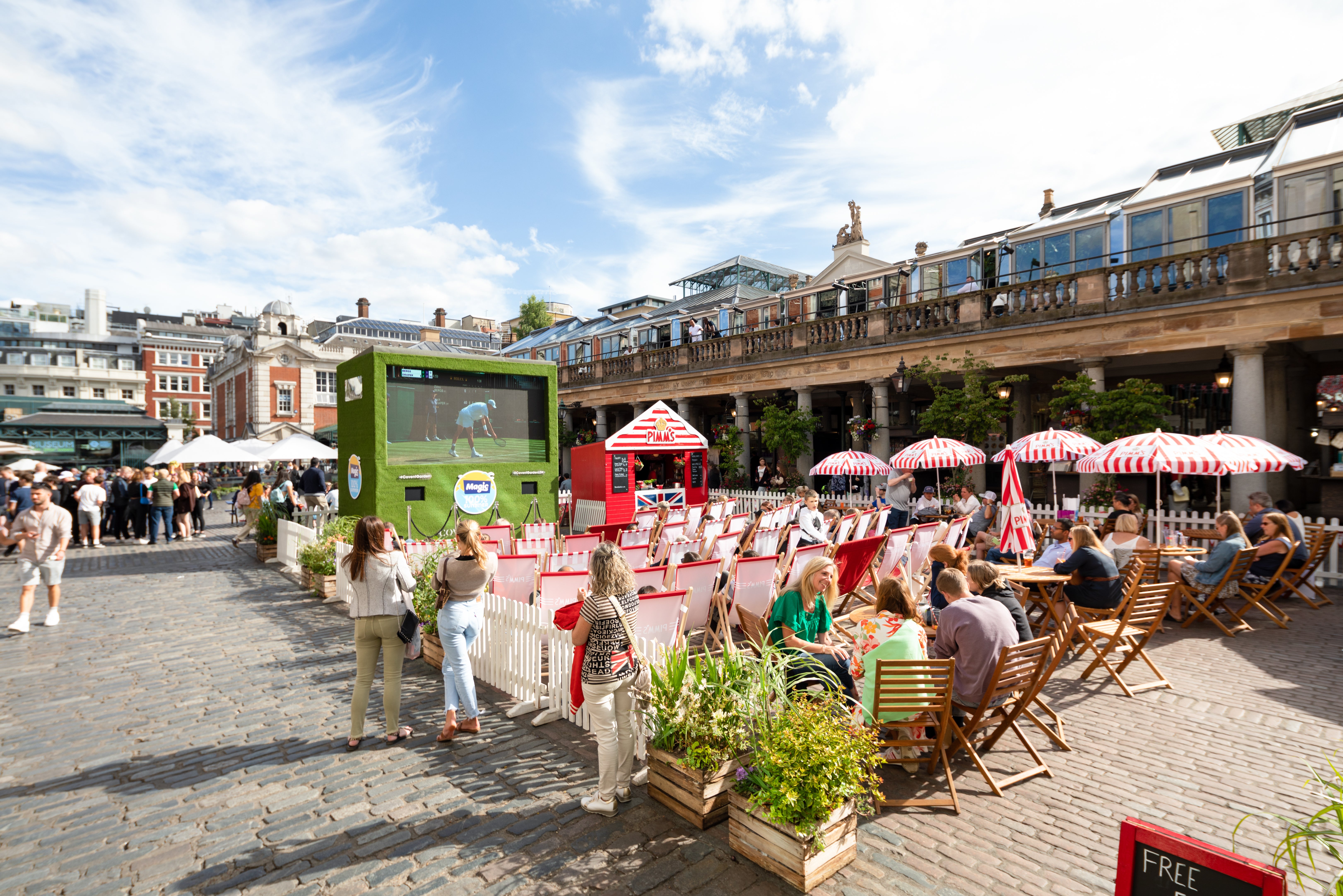 Covent Garden’s East Piazza has Pimms, parasols and strawberries