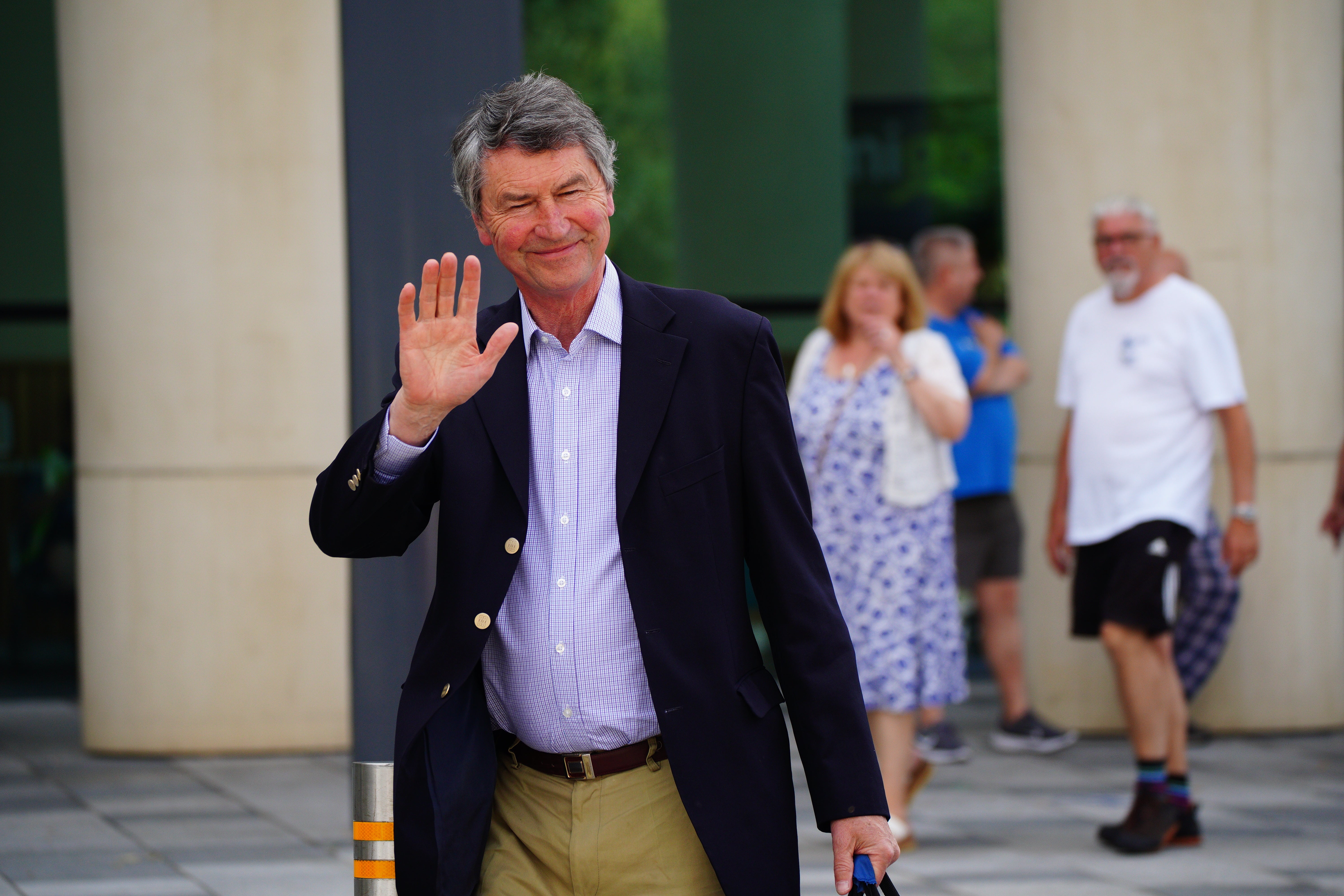 Vice Admiral Sir Tim Laurence leaving Southmead Hospital in Bristol after visiting his wife (Ben Birchall/PA)