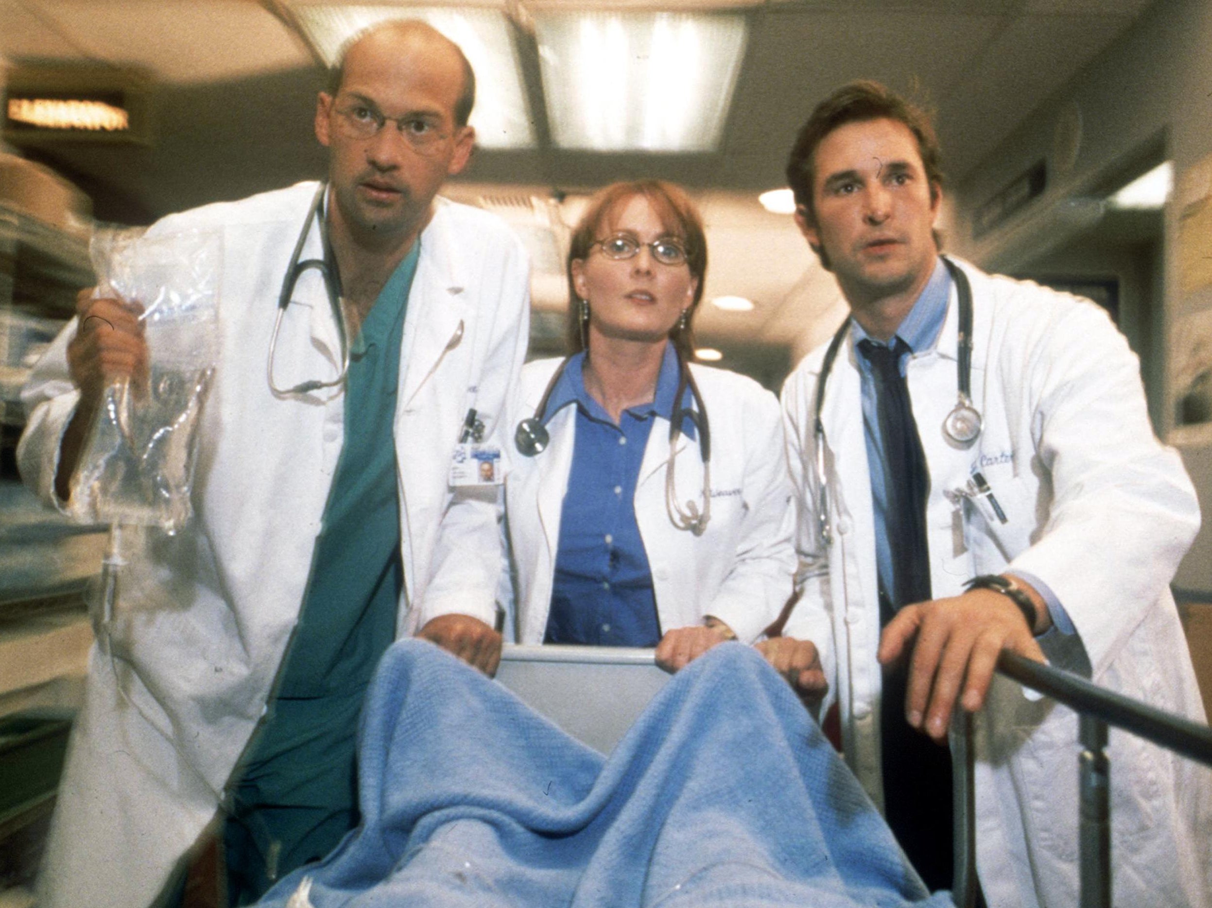 Anthony Edwards, Laura Innes e Noah Nyle em 'ER' em 2001