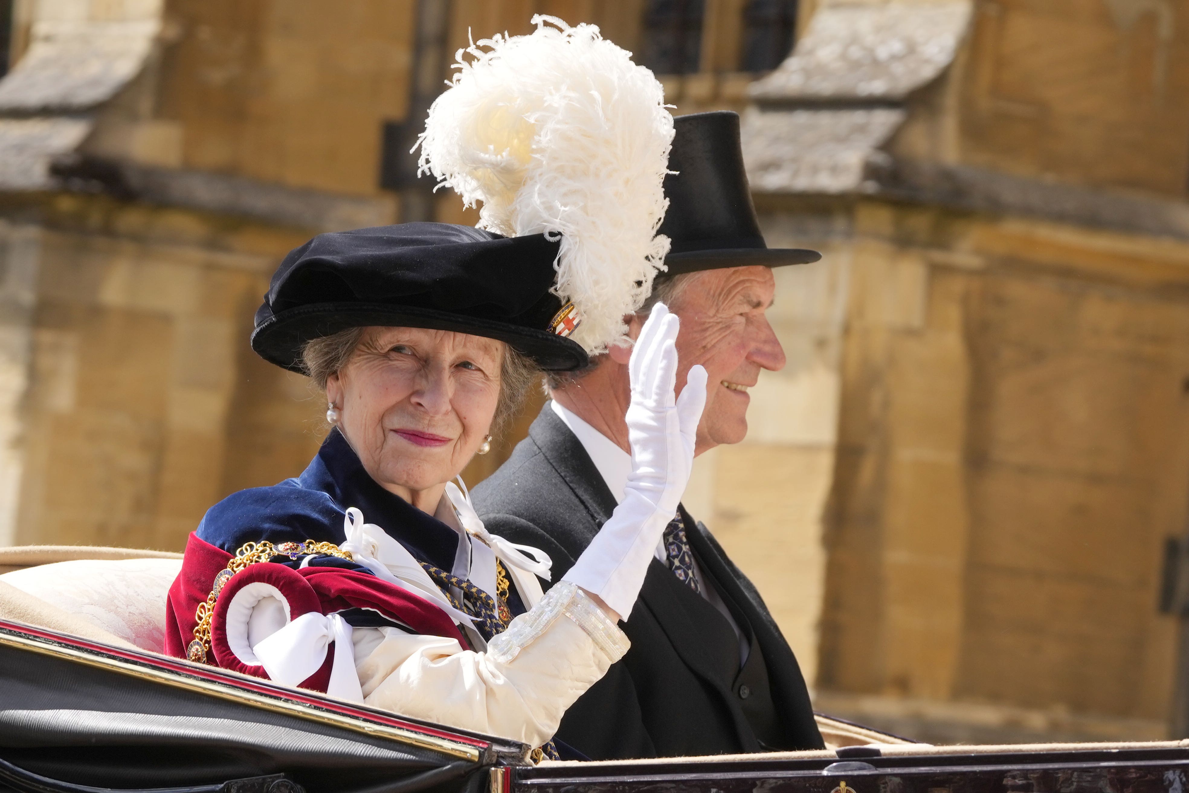 The Princess Royal after attending the annual Order of the Garter Service at St George’s Chapel (PA)