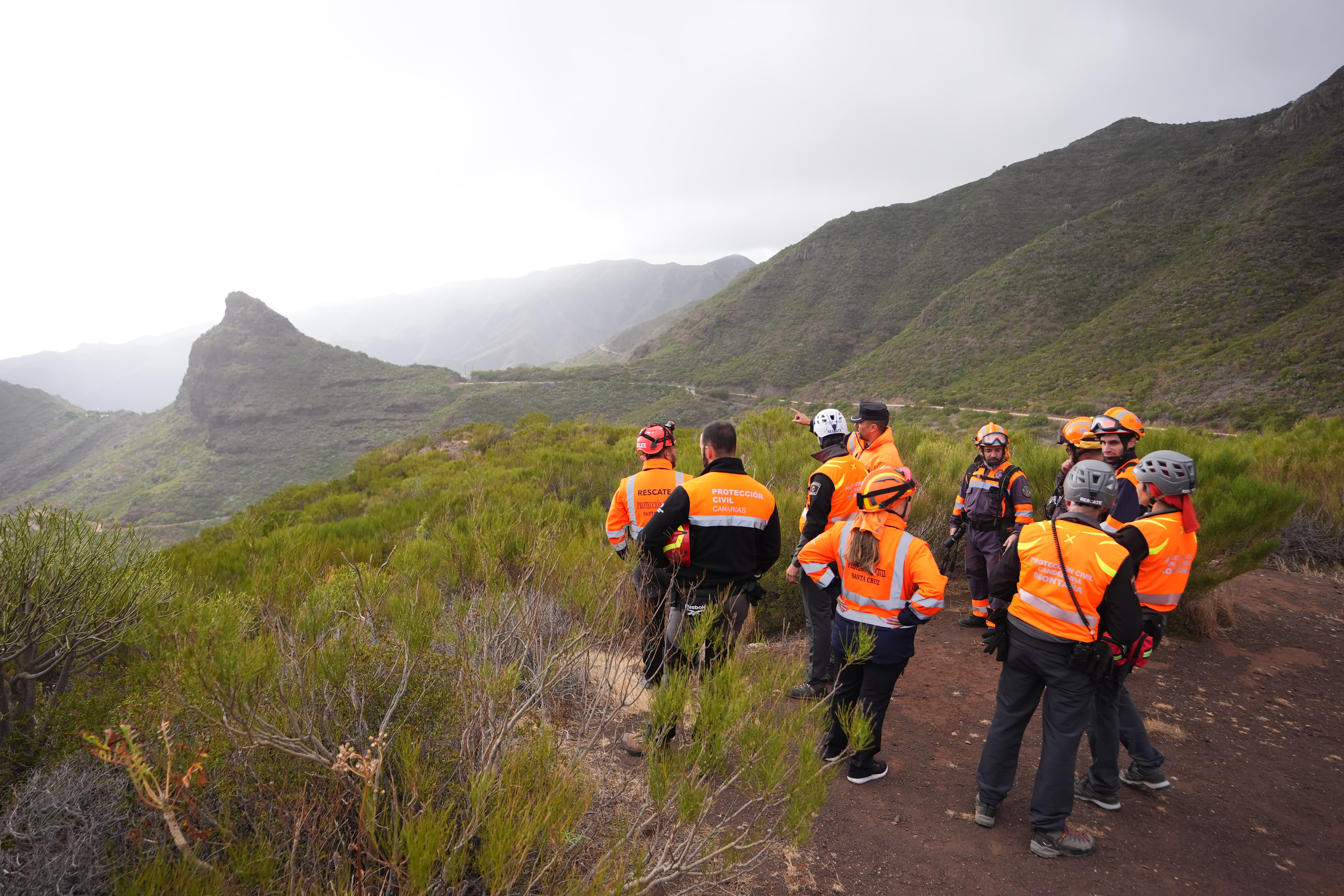 A group of search and rescue workers near to the village of Masca, Tenerife (James Manning/PA)
