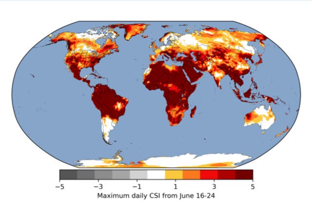 <p>Places with the highest climate change impact from 16 to 24 June</p>