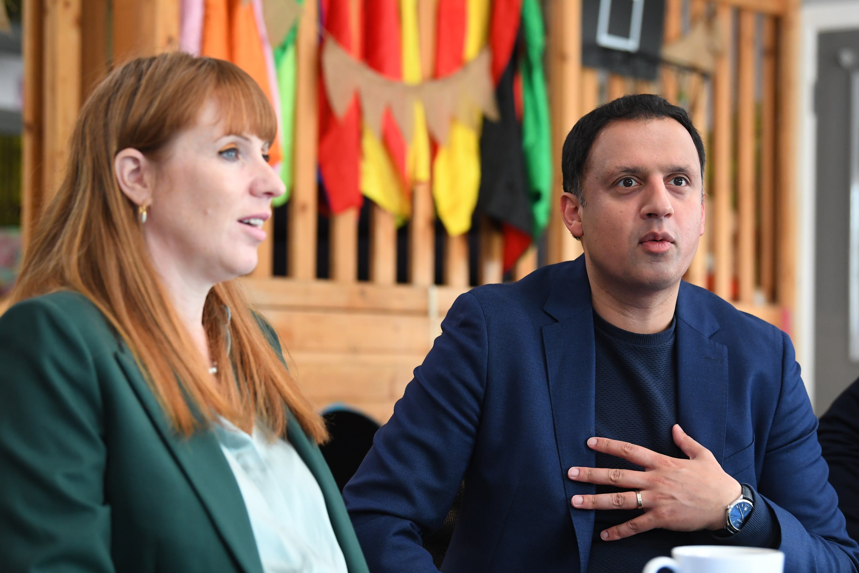 Deputy Labour leader Angela Rayner and Scottish Labour leader Anas Sarwar at the Broxburn Family and Community development centre in Livingston (Andy Buchanan/PA)