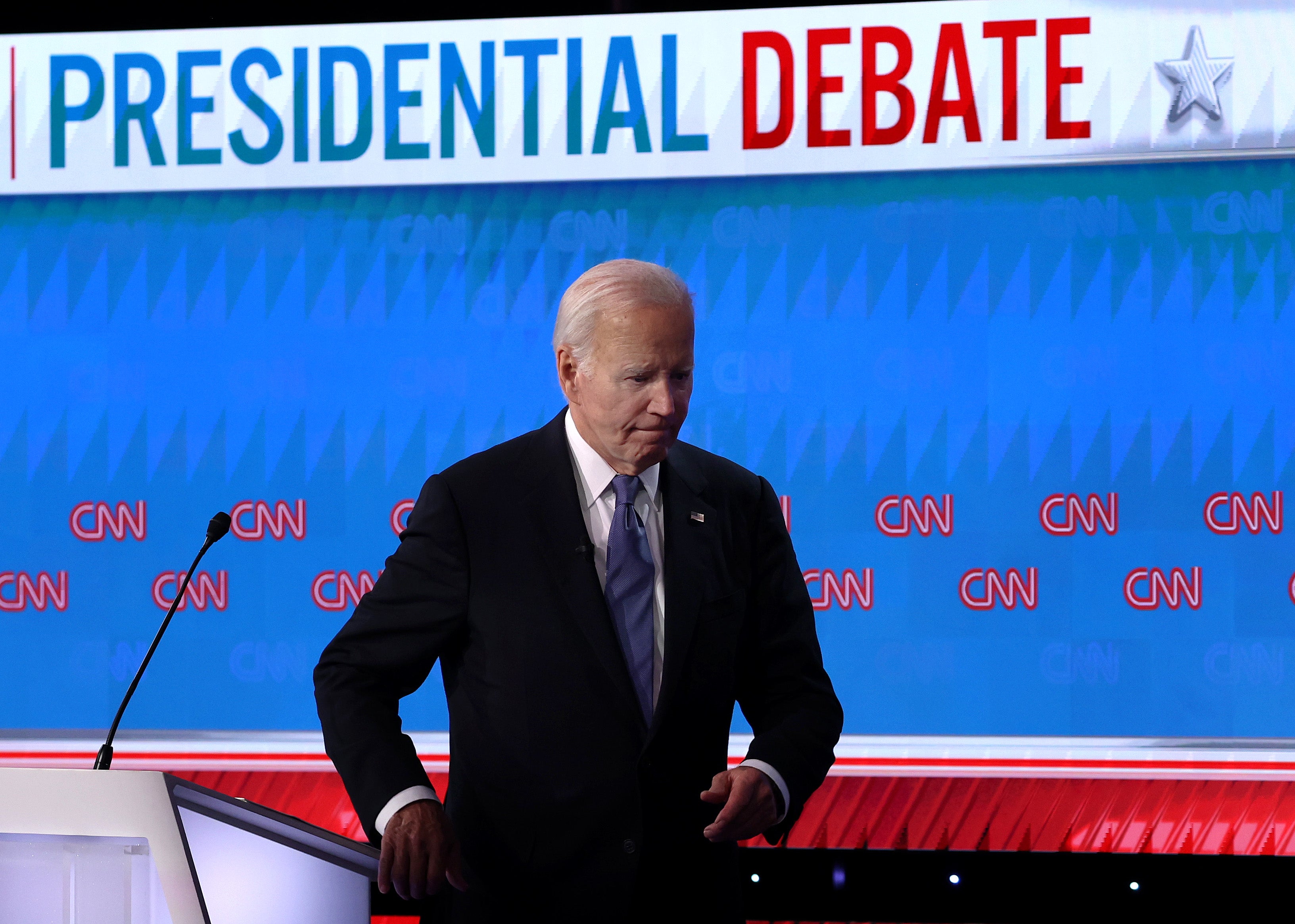 President Joe Biden, walks off stage after the first 2024 presidential debate. Biden could still be replaced as the Democratic nominee, but some experts say that is so far unlikely