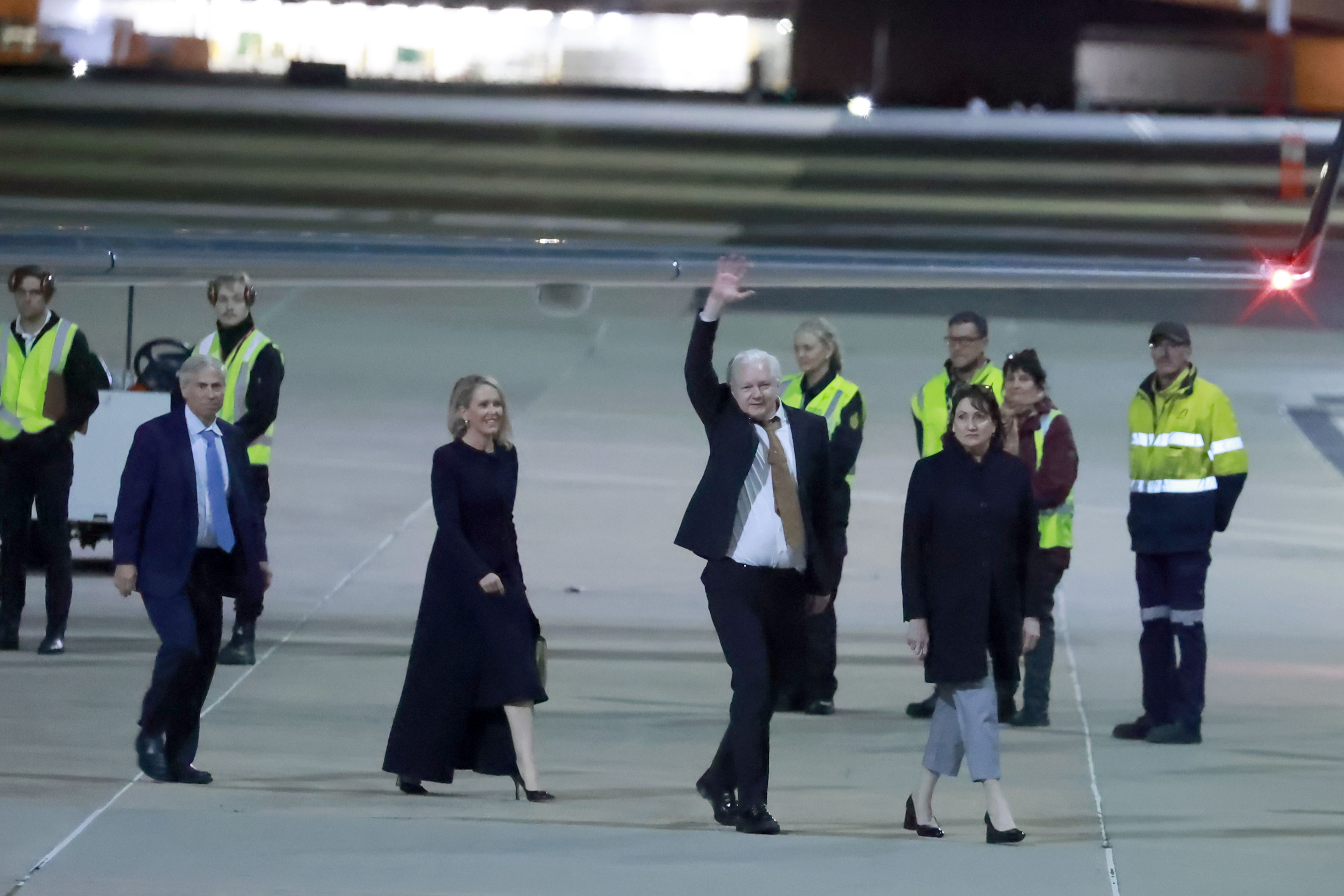 WikiLeaks founder Julian Assange arrives in Canberra, on his return to Australia after his dramatic release from Belmarsh Prison in London where he has spent five years, largely in solitary confinement, fighting extradition. Picture date: Wednesday June 26, 2024.