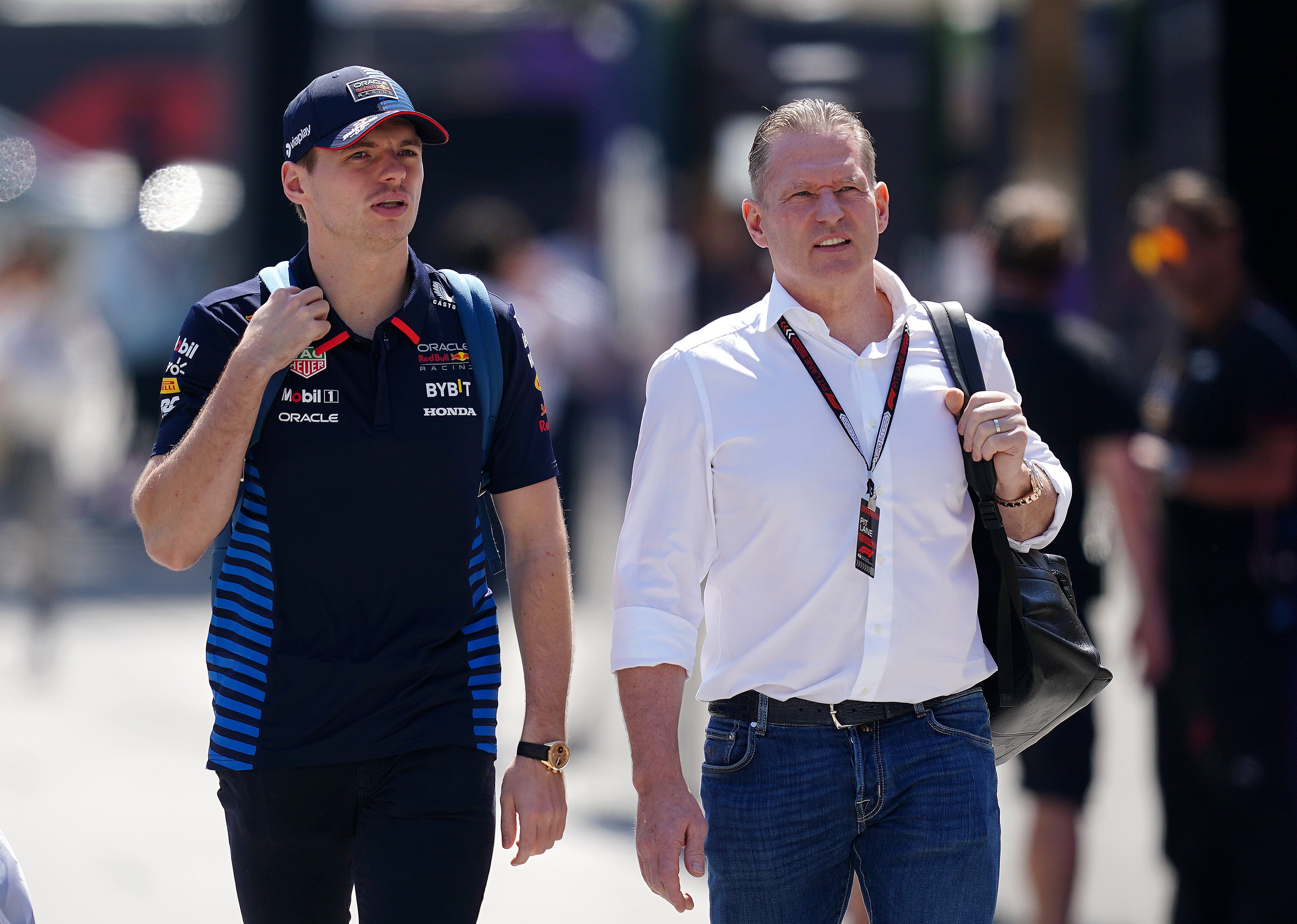 Jos Verstappen (right) pictured with his son, Max, has reignited his feud with Christian Horner (David Davies/PA)
