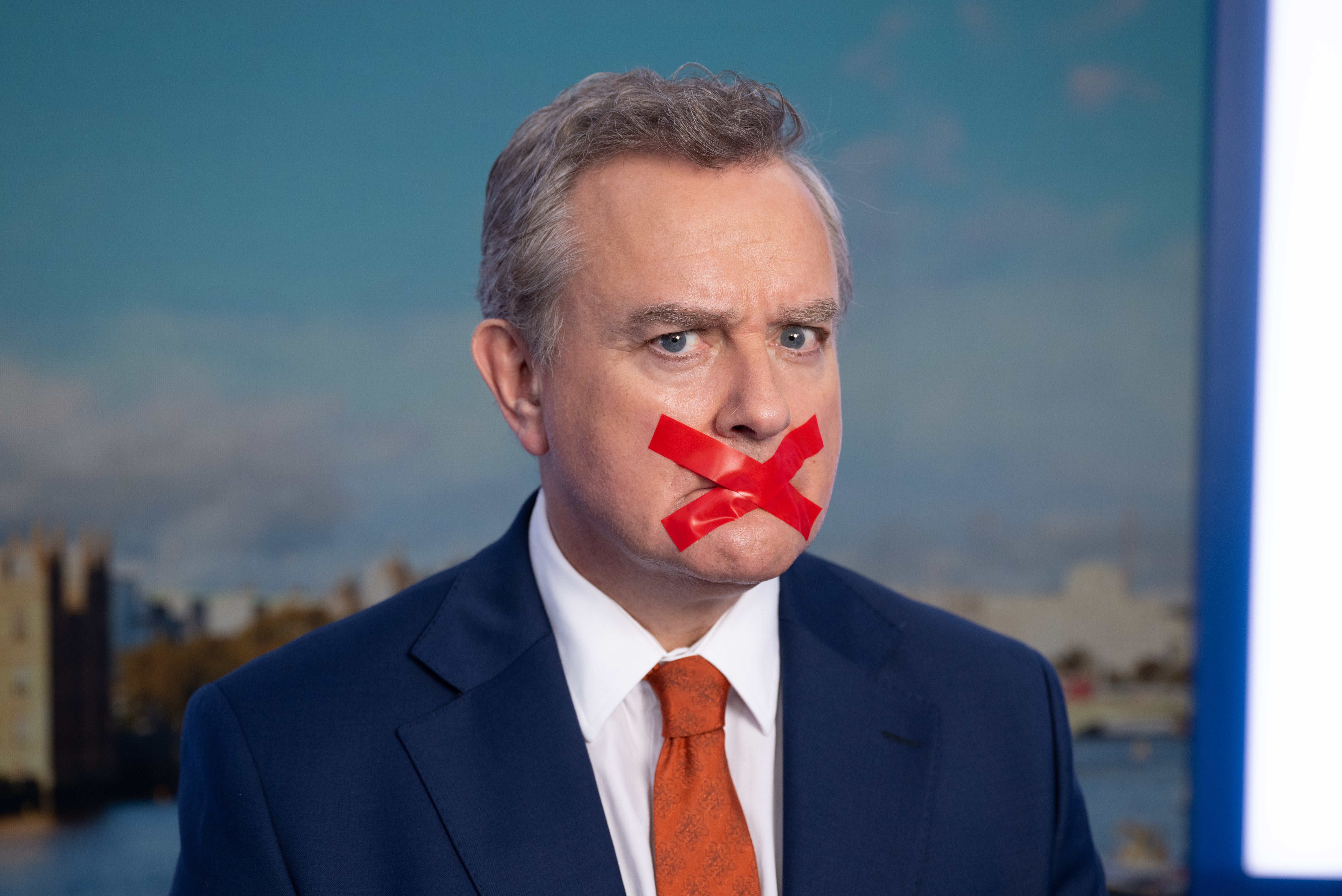 Hugh Bonneville stars as a news anchor who may or may not have told a sexist joke in ‘Douglas is Cancelled’