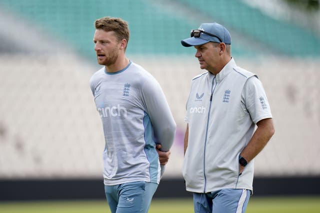 Matthew Mott (right) and Jos Buttler (Andrew Matthews/PA)