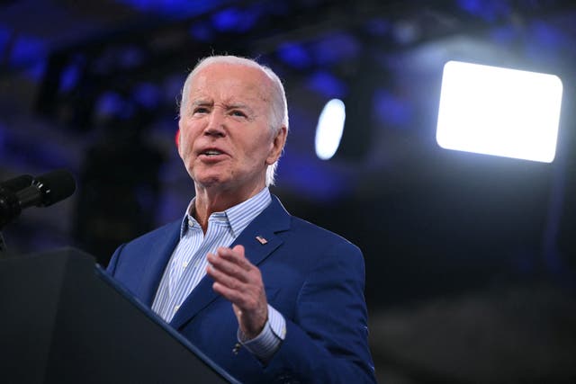 <p>President Joe Biden speaks at a campaign event in Raleigh, North Carolina on June 28, 2024</p>