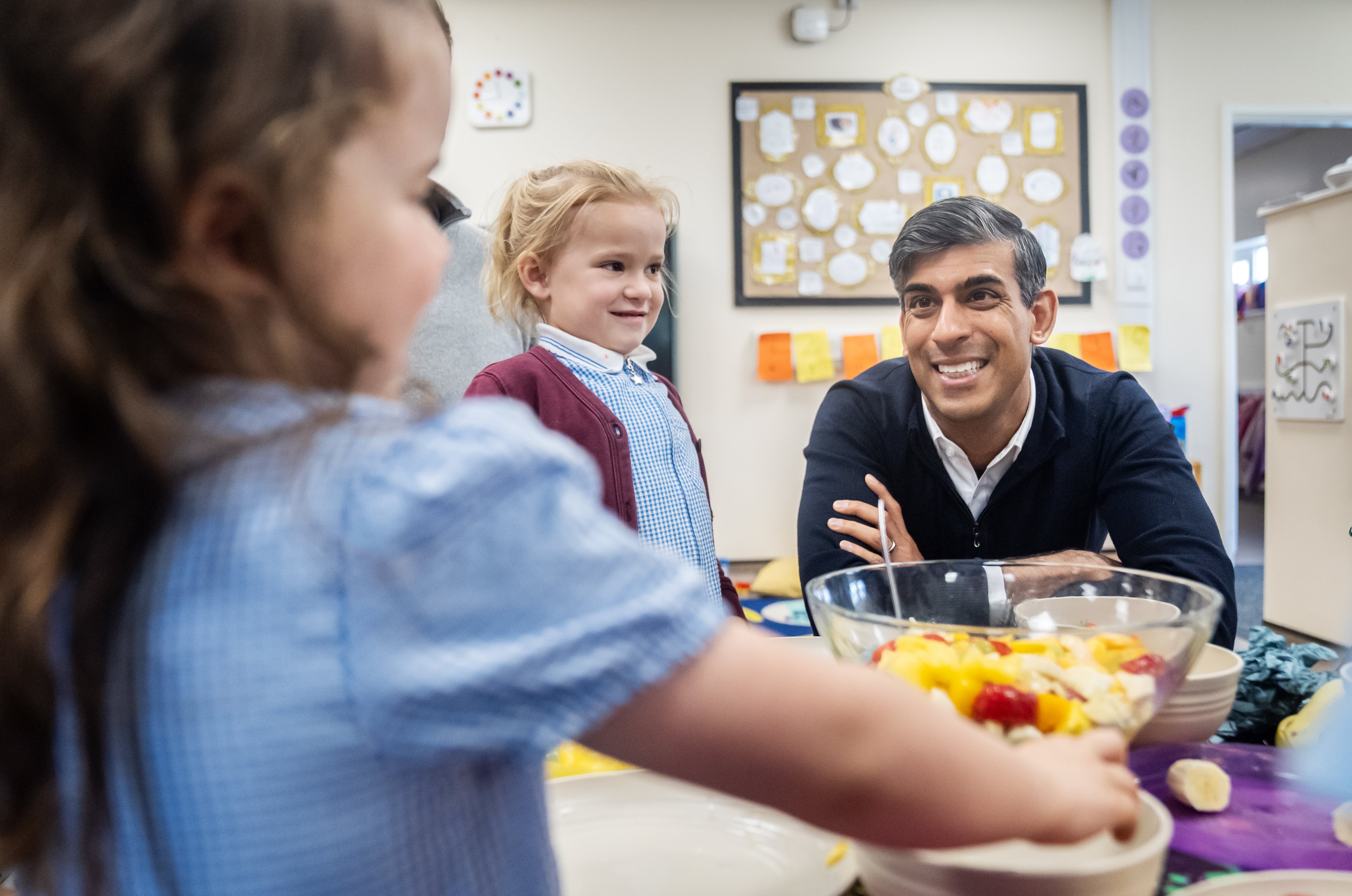 Prime Minister Rishi Sunak visits Holy Trinity Rosehill CE Primary School in Teesside while on the General Election campaign trail (Danny Lawson/PA)