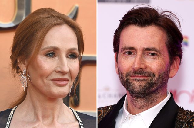 <p>JK Rowling and David Tennant</p>